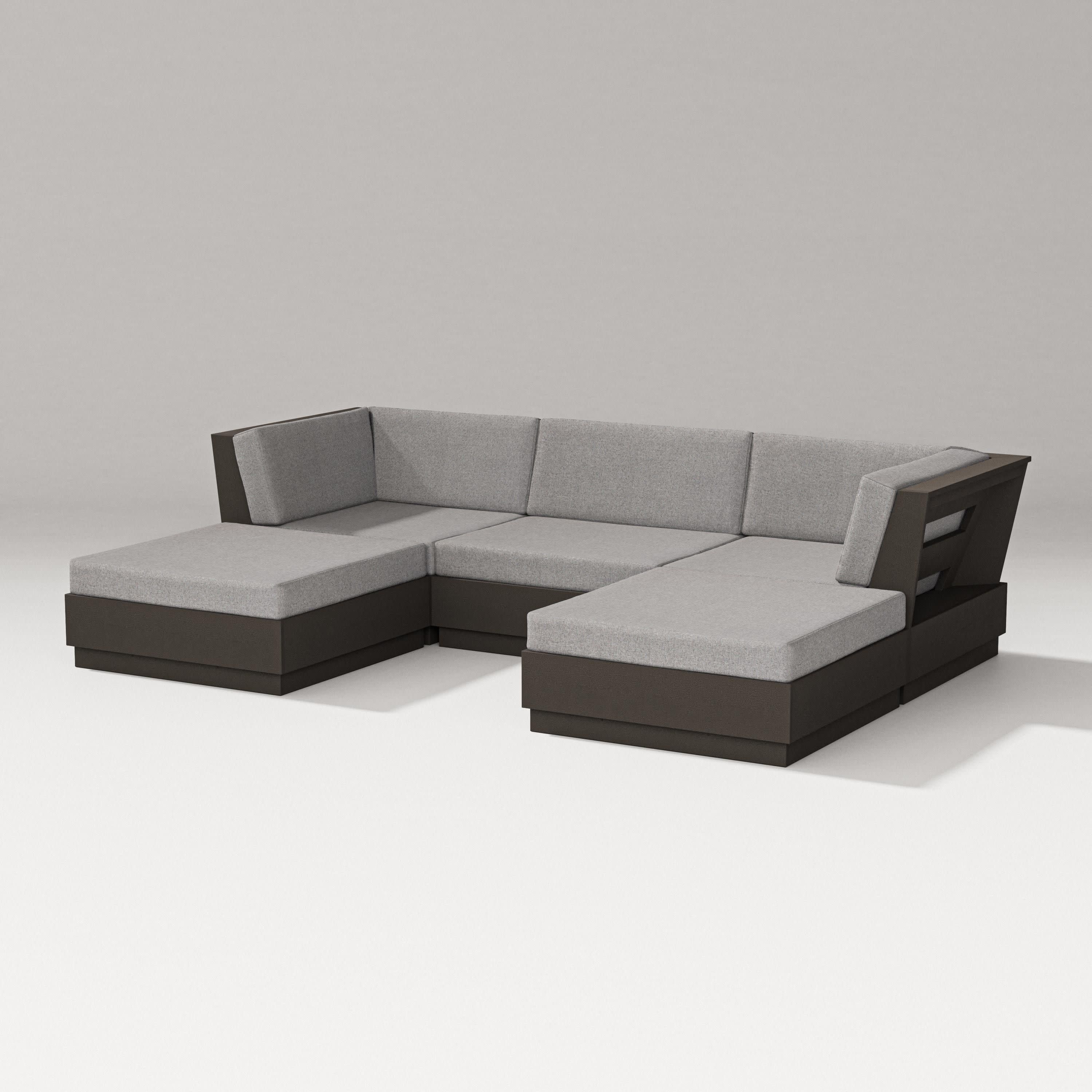 Elevate Double Chaise Sectional in Vintage Coffee / Grey Mist