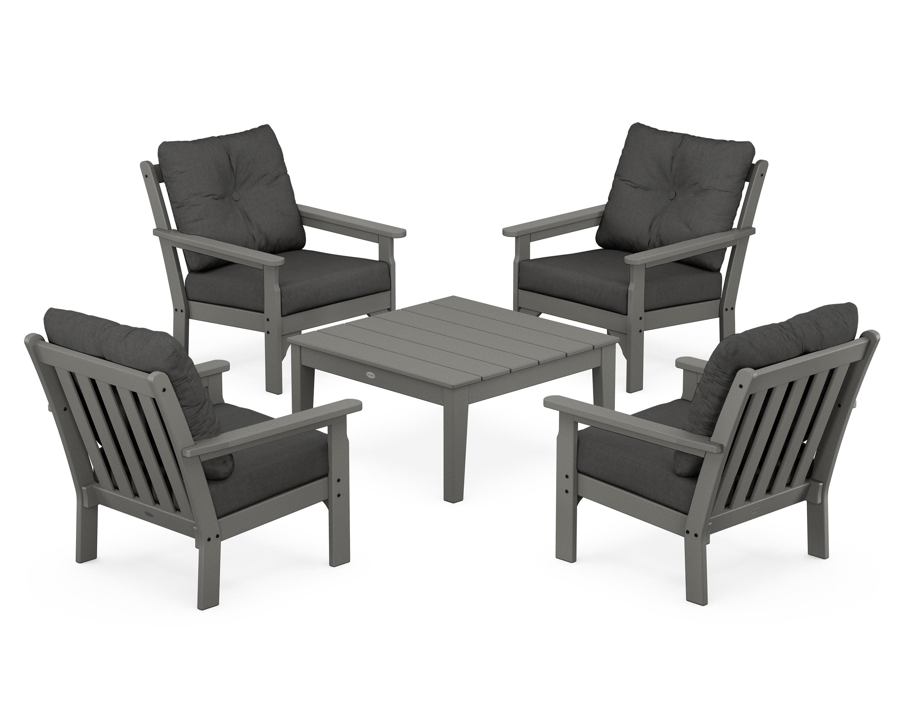Vineyard 5-Piece Deep Seating Conversation Set in Slate Grey / Spectrum Carbon