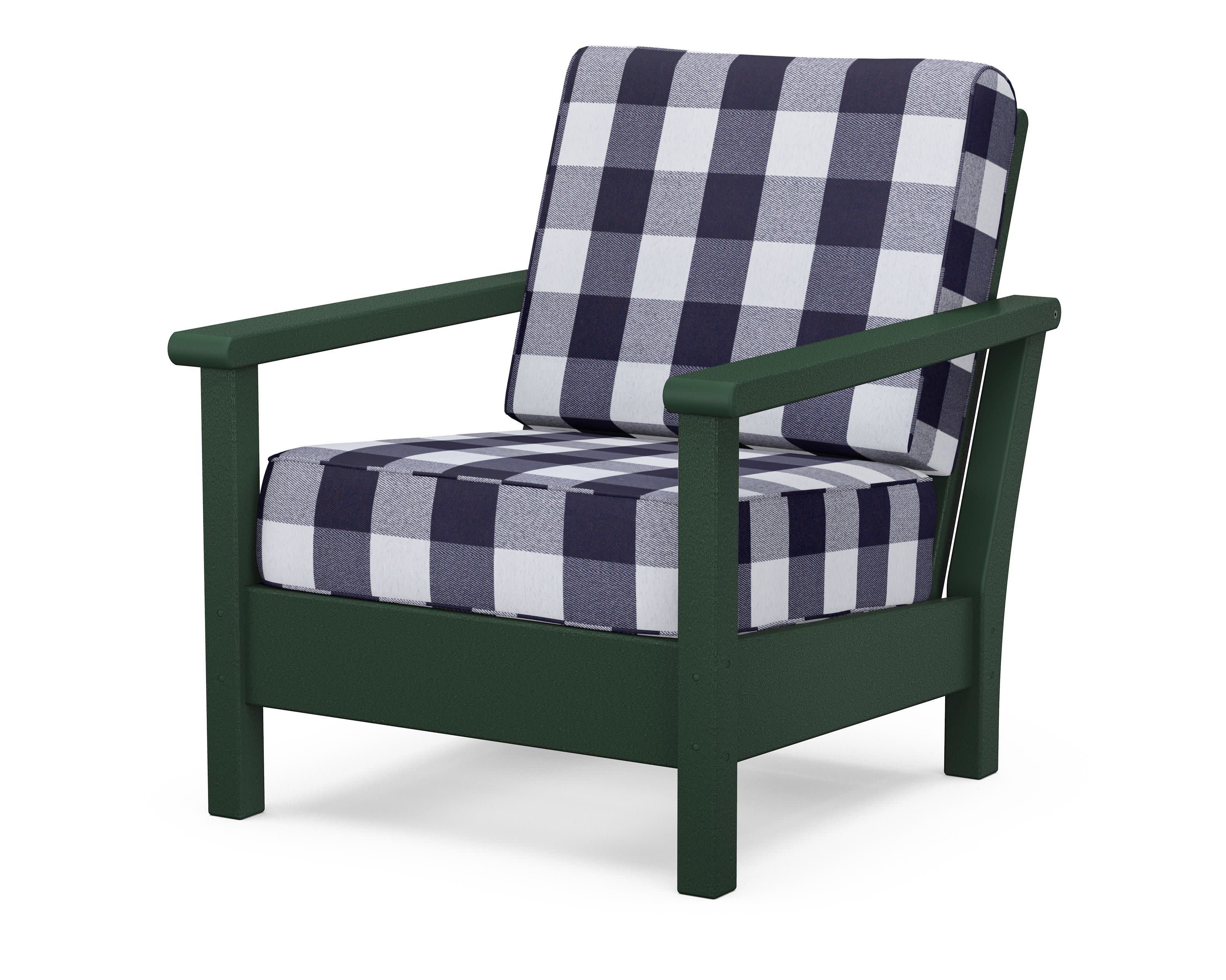 Harbour Deep Seating Chair in Green / Buffalo Plaid Navy
