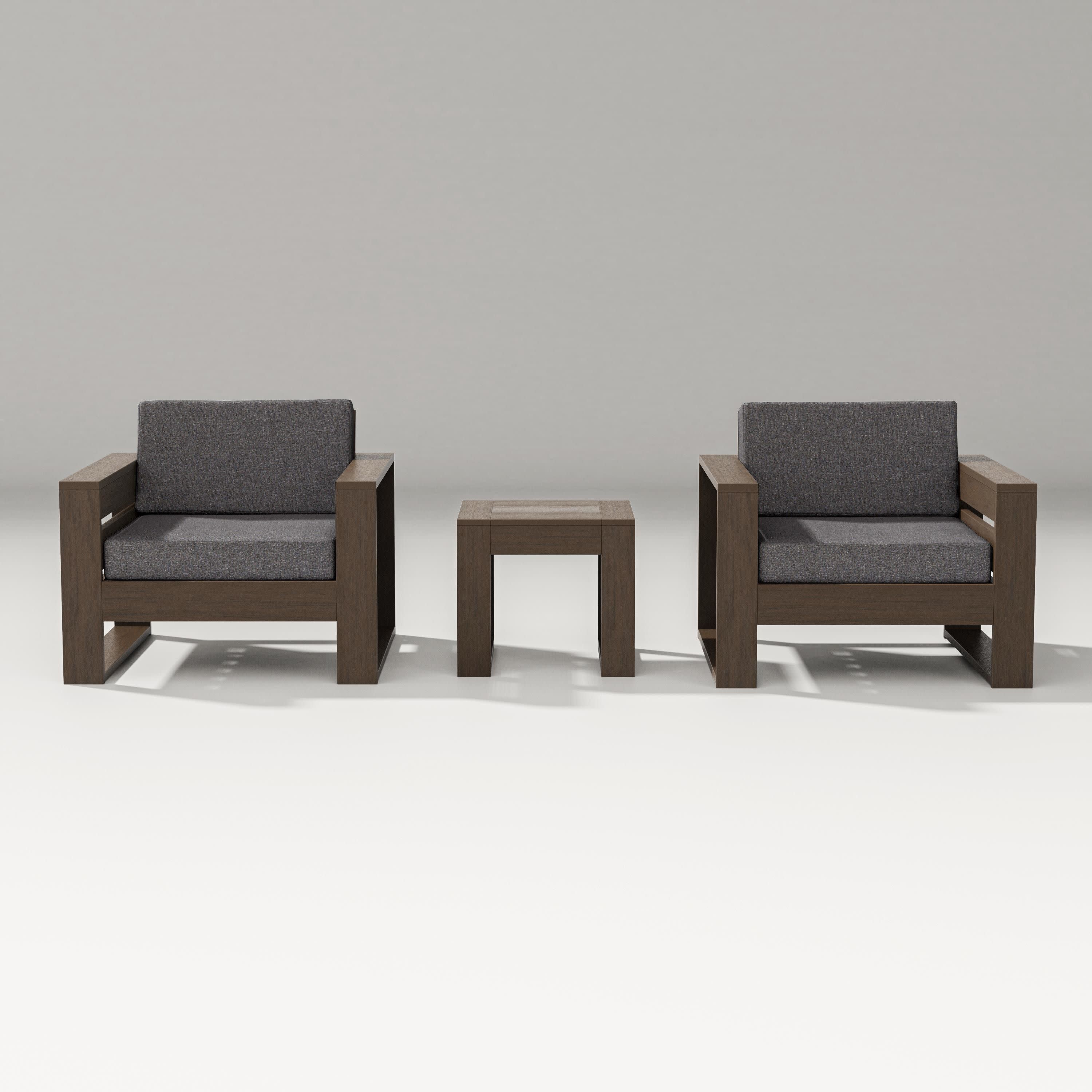 Latitude 3-Piece Lounge Chair Set in Kona / Ash Charcoal