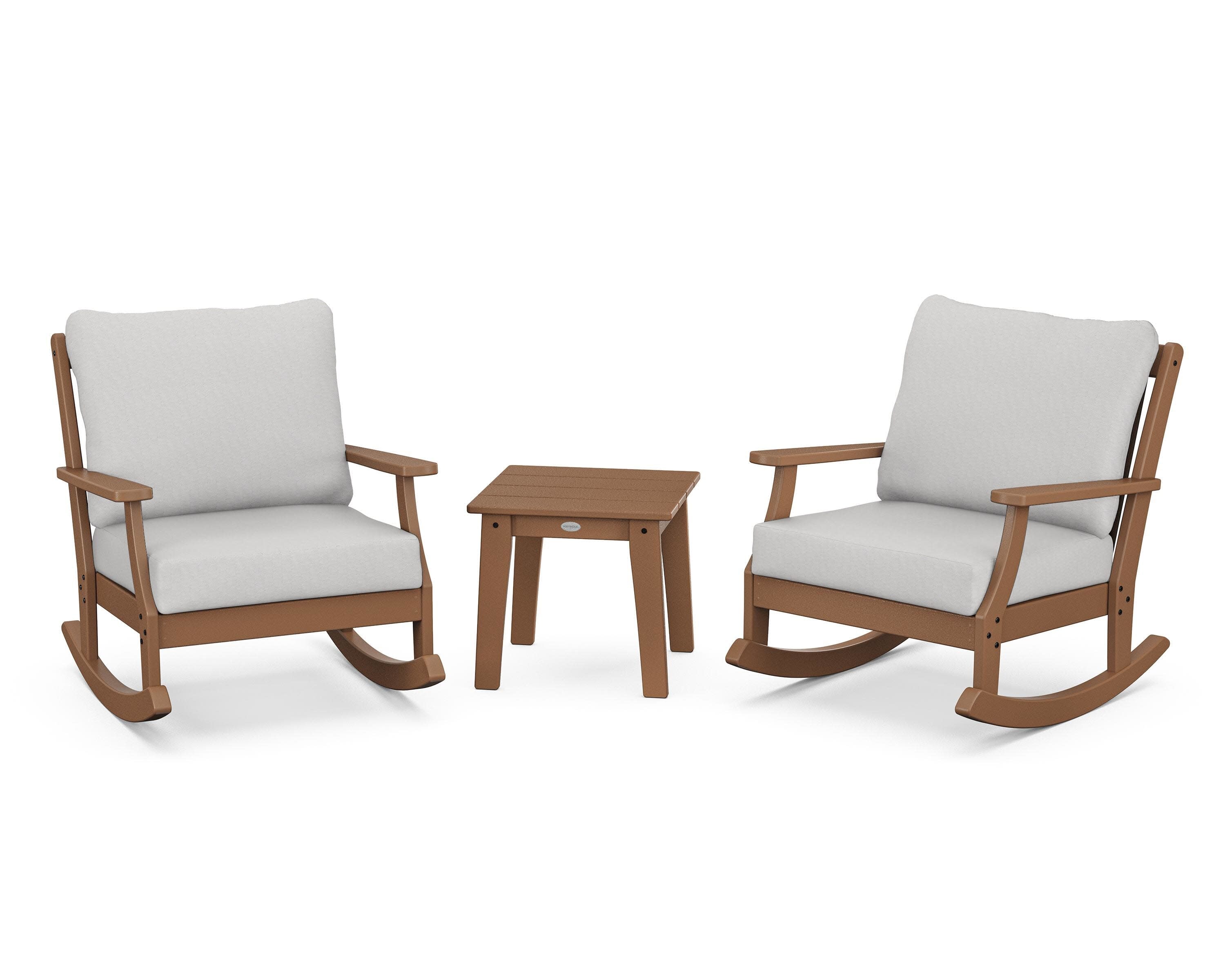 Braxton 3-Piece Deep Seating Rocker Set in Teak / Diamond in the Rough
