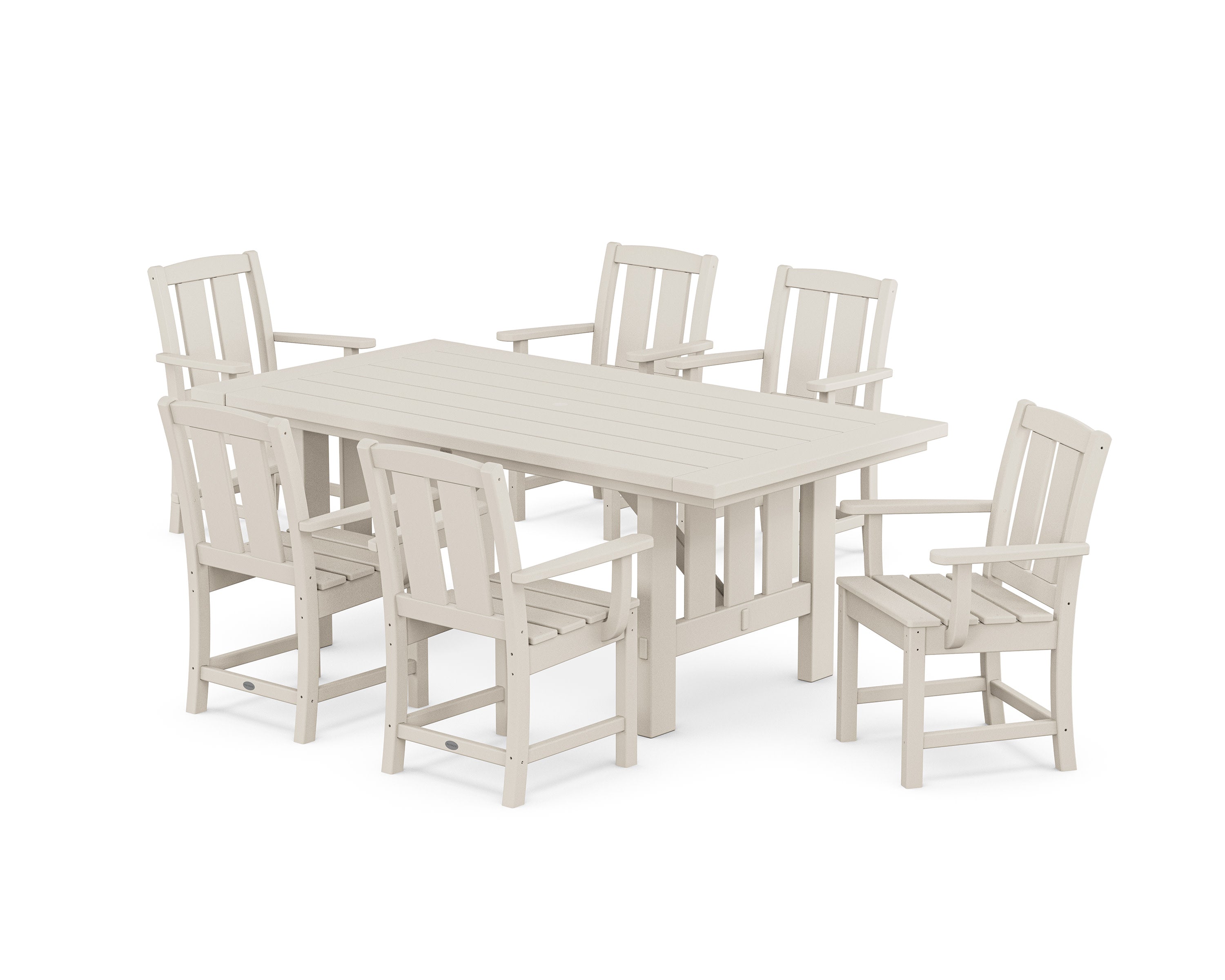 Mission Arm Chair 7-Piece Mission Dining Set in Sand
