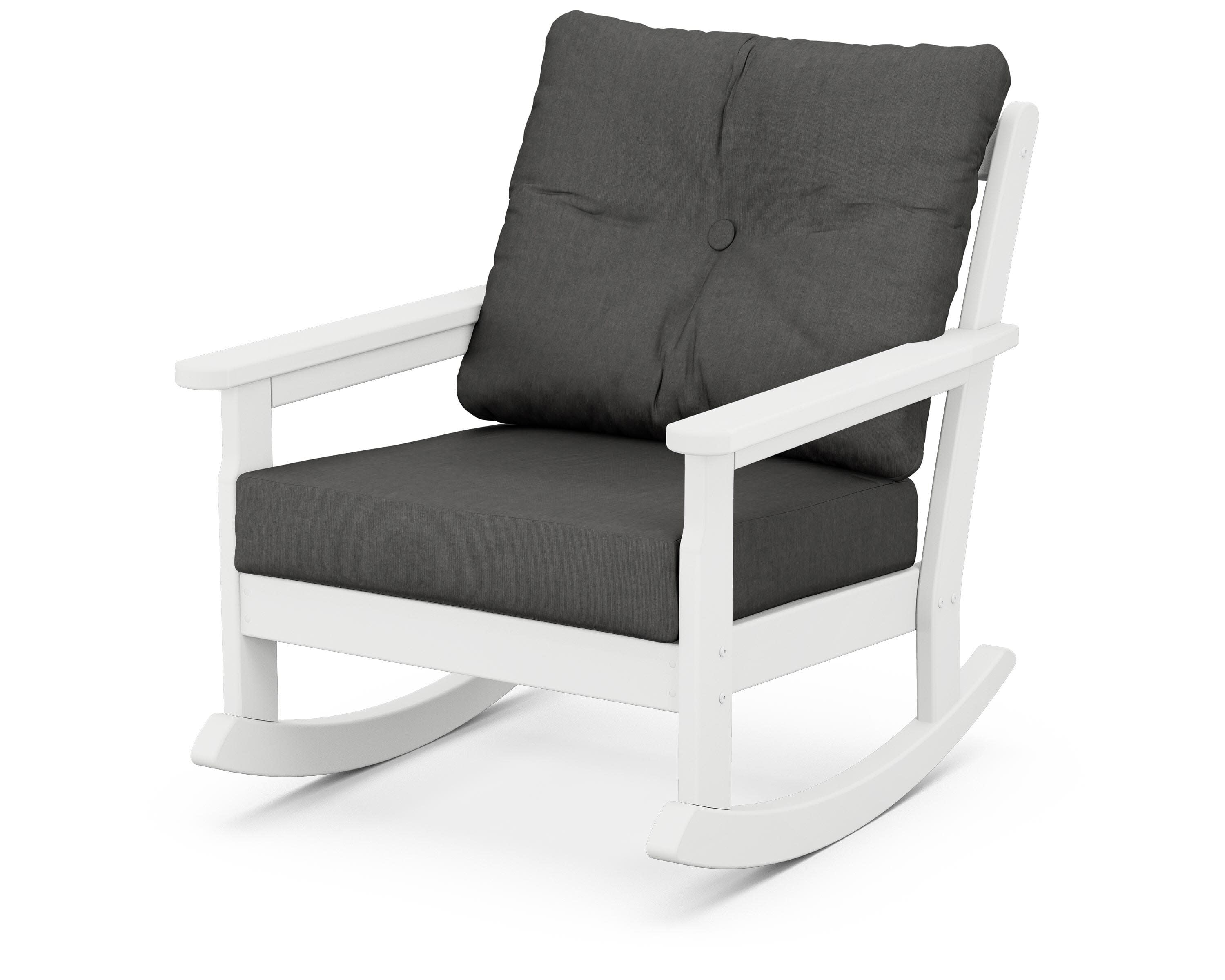 Vineyard Deep Seating Rocking Chair in White / Spectrum Carbon