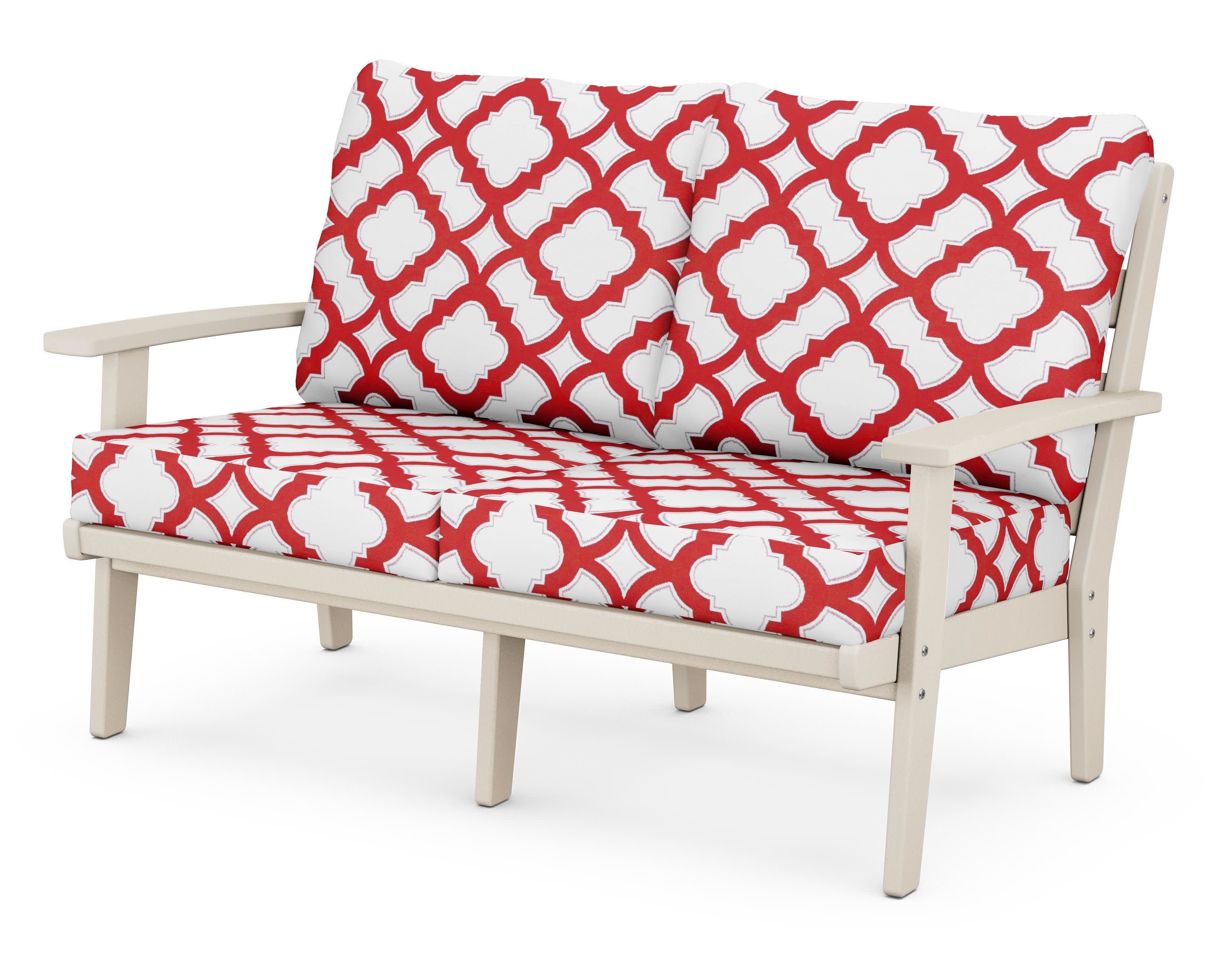 Grant Park Deep Seating Loveseat in Sand / Trellis Crimson