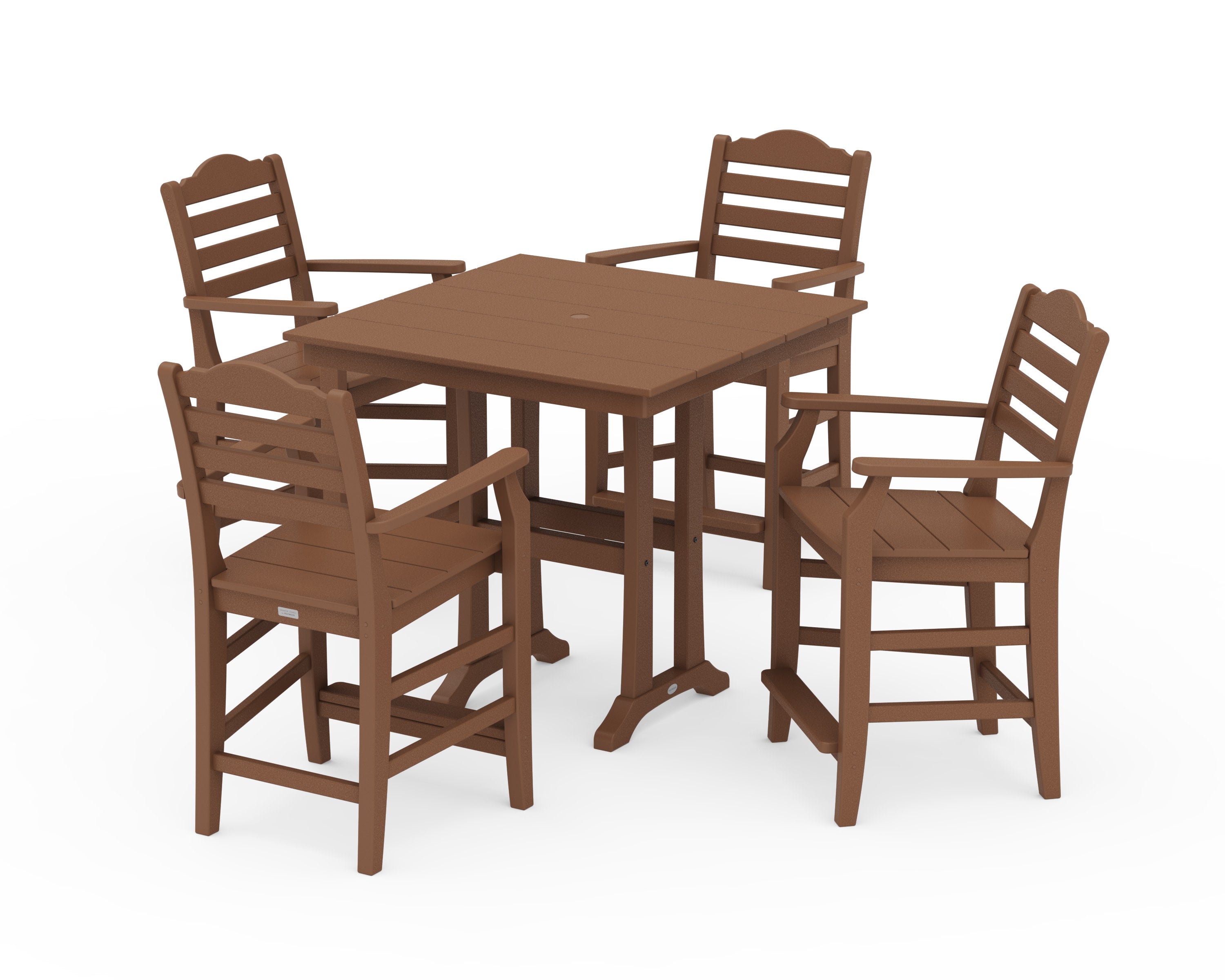 Savannah 5-Piece Farmhouse Counter Set with Trestle Legs in Teak