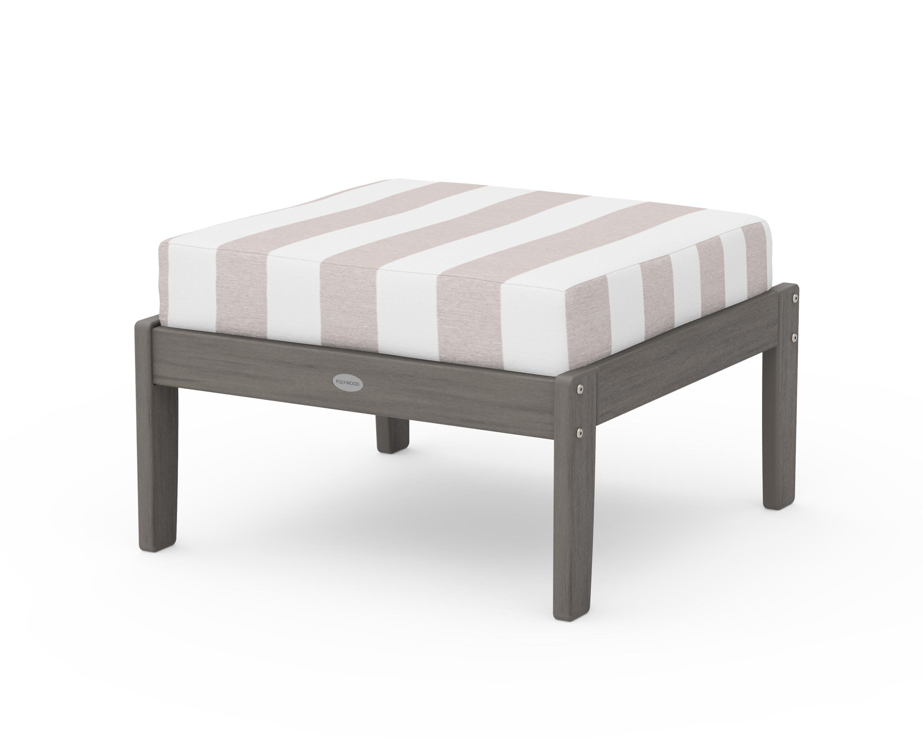 Braxton Deep Seating Ottoman in Driftwood / Cabana Stripe Dune Burlap