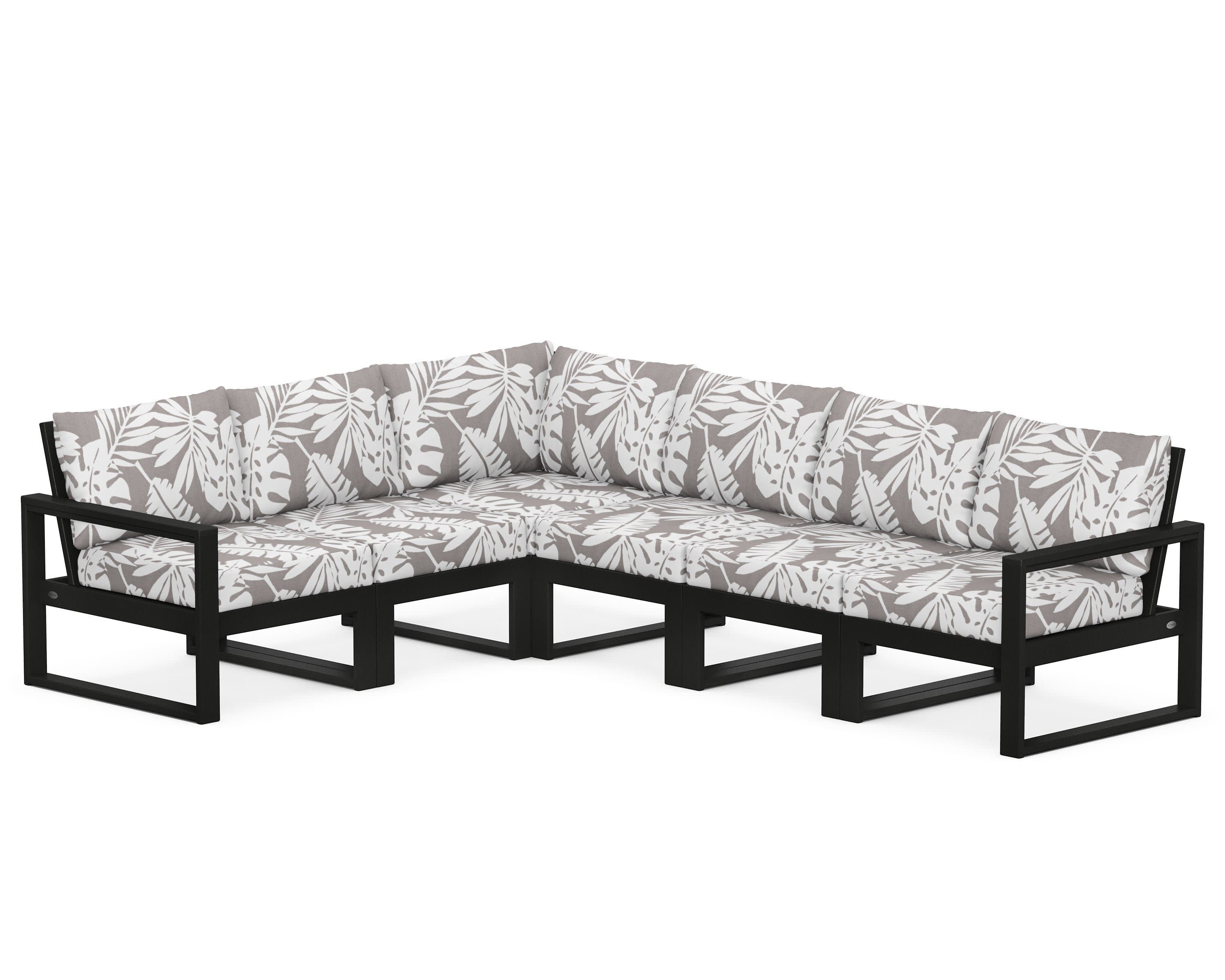 EDGE 6-Piece Modular Deep Seating Set in Black / Leaf Grey Mist