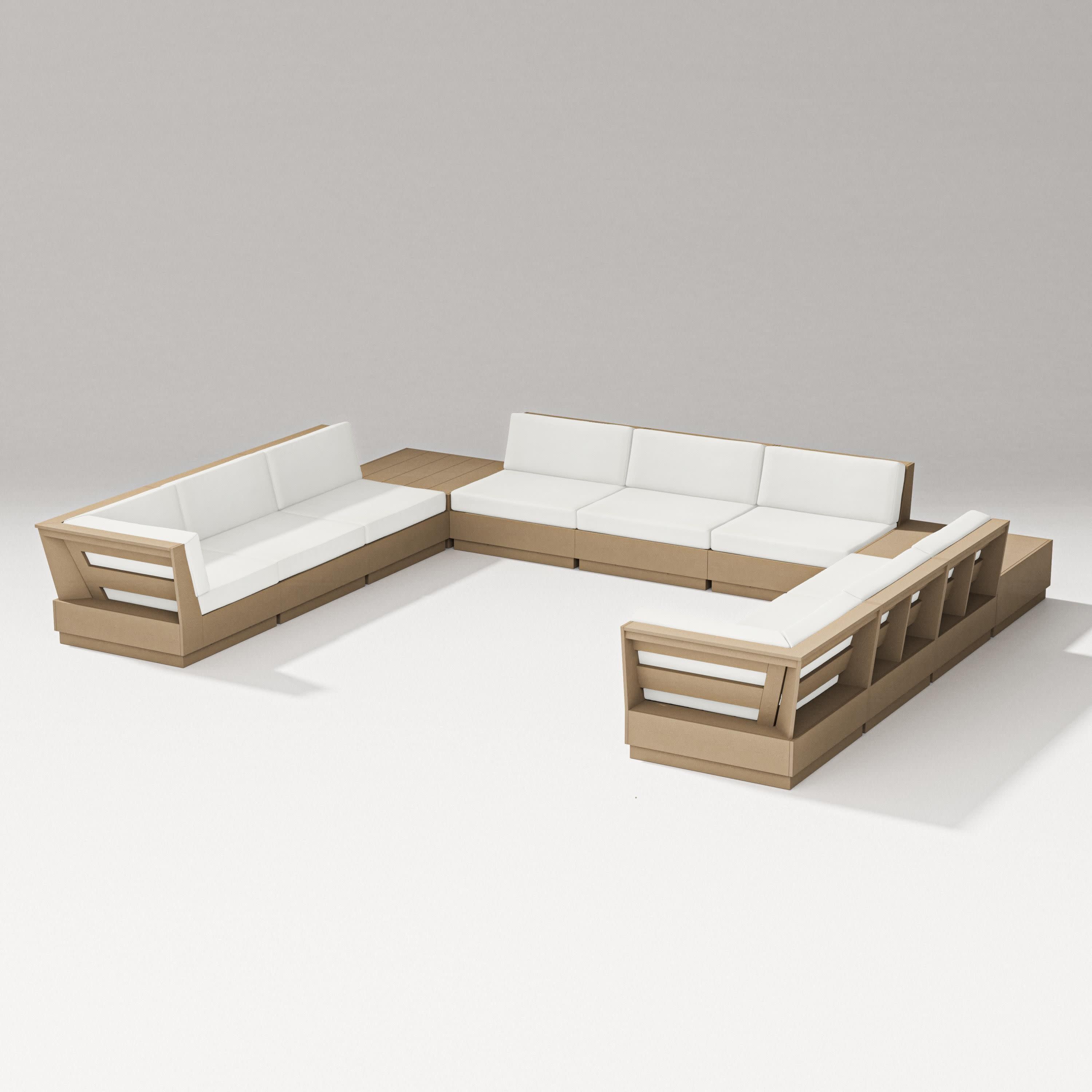 Elevate 11-Piece U-Shaped Sofa Sectional in Vintage Sahara / Natural Linen