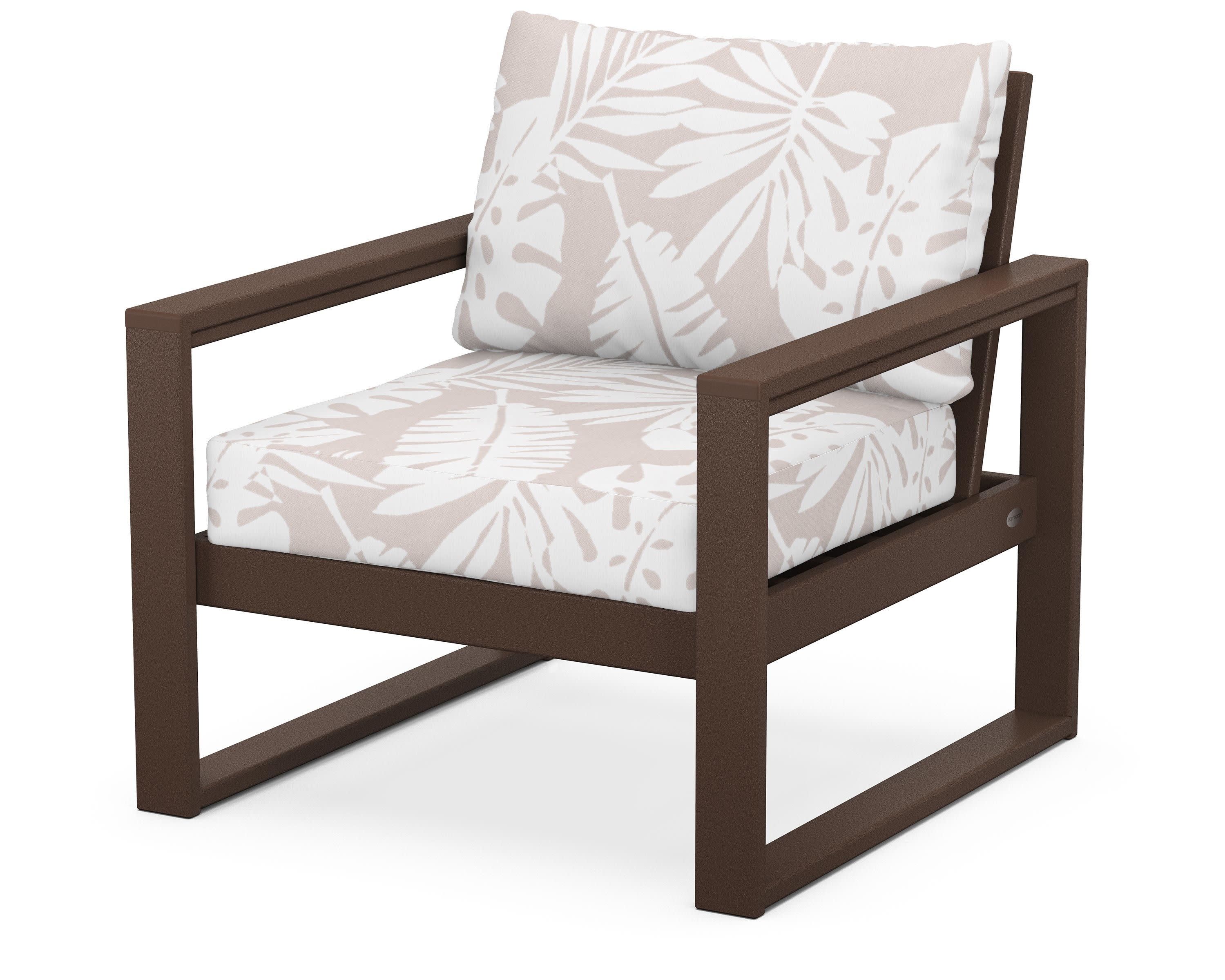EDGE Club Chair in Mahogany / Leaf Dune Burlap