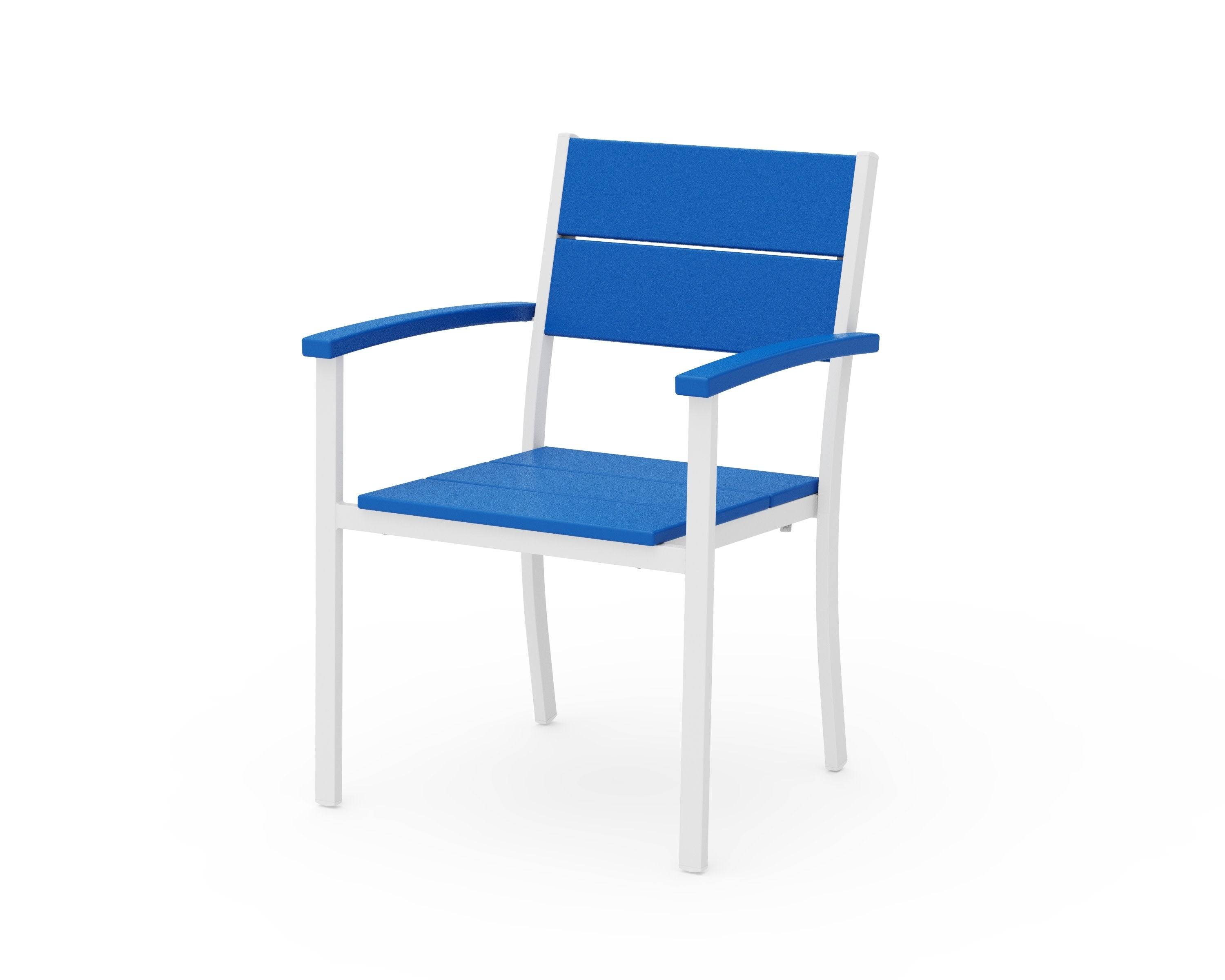 Main Street Stacking Dining Arm Chair in White / Pacific Blue