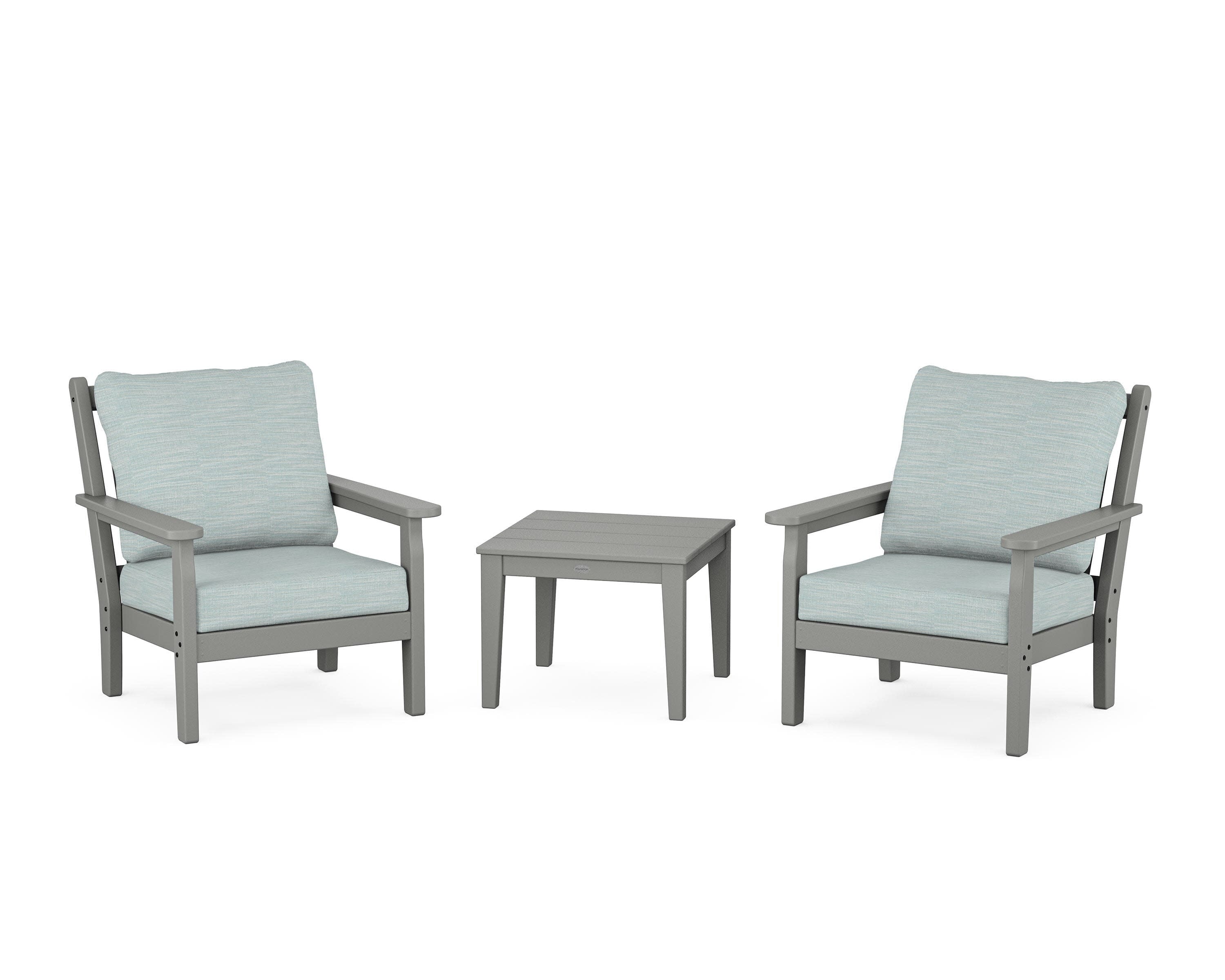 Chippendale 3-Piece Deep Seating Set in Slate Grey / Soothe Mist