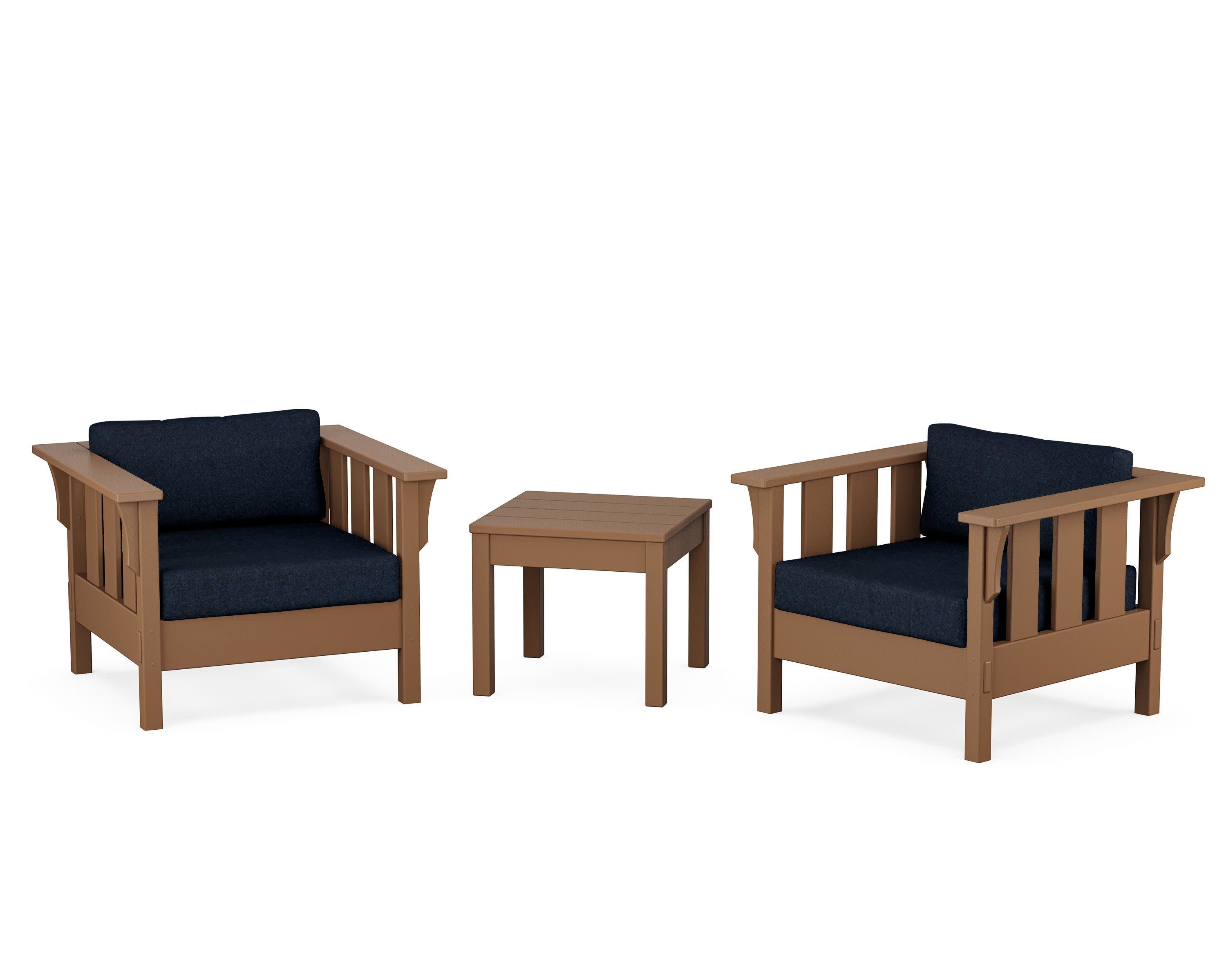 Acadia 3-Piece Deep Seating Set in Teak / Marine Indigo