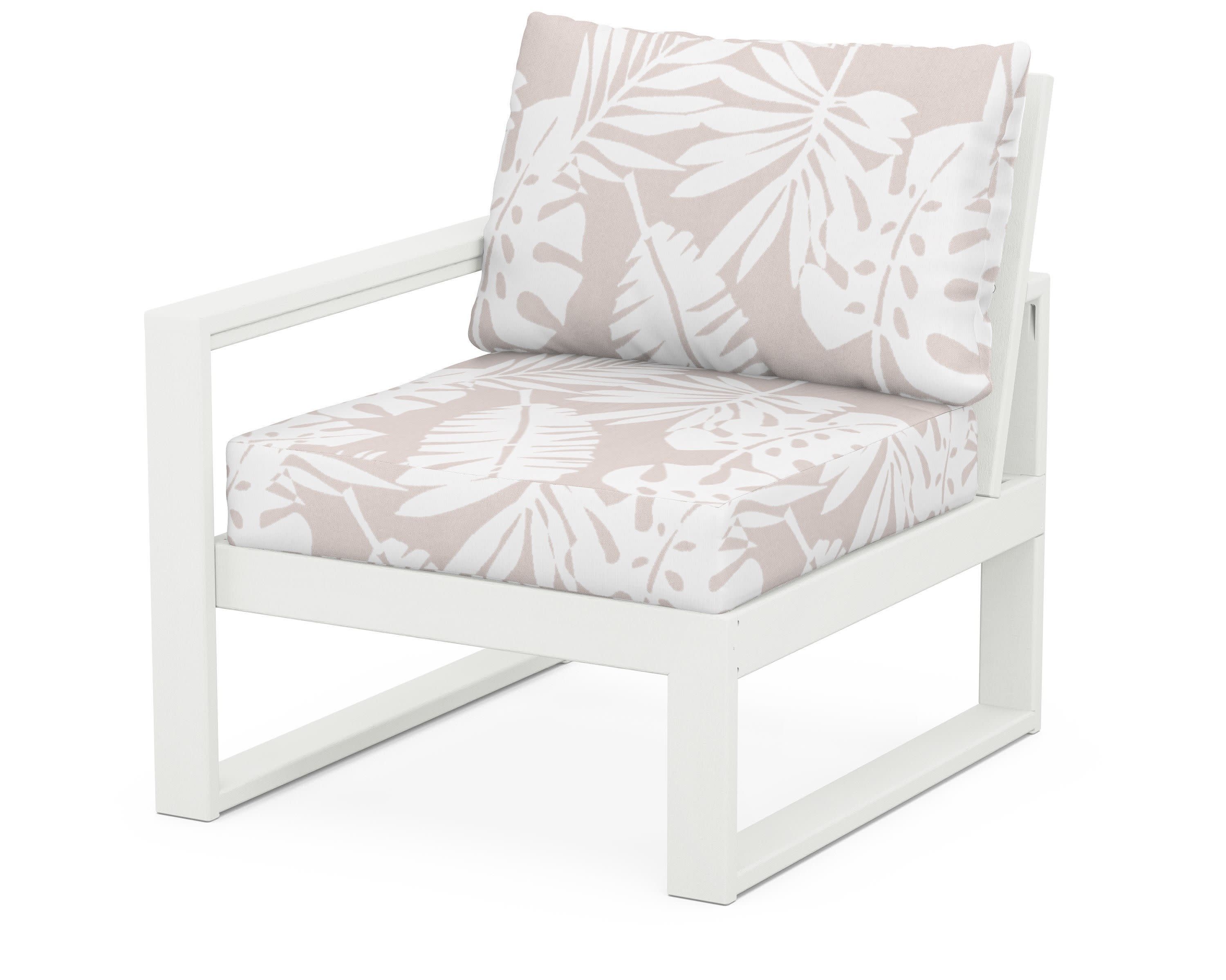 EDGE Modular Left Arm Chair in Vintage White / Leaf Dune Burlap