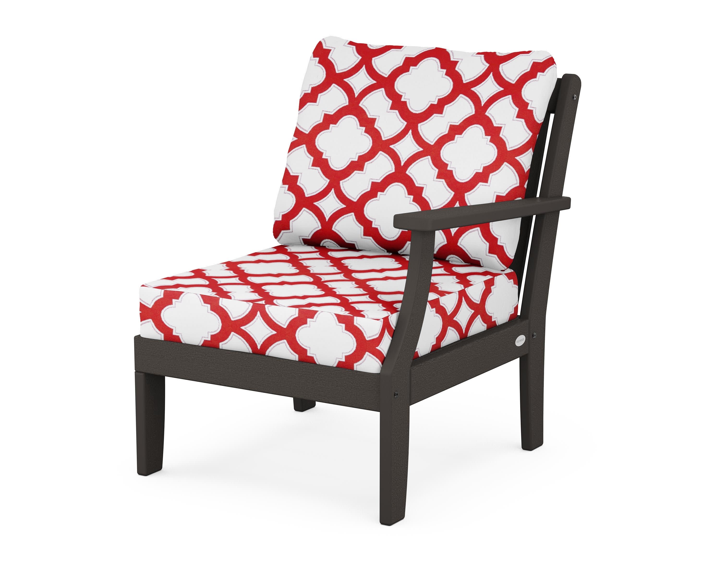 Braxton Modular Right Arm Chair in Vintage Coffee / Trellis Crimson