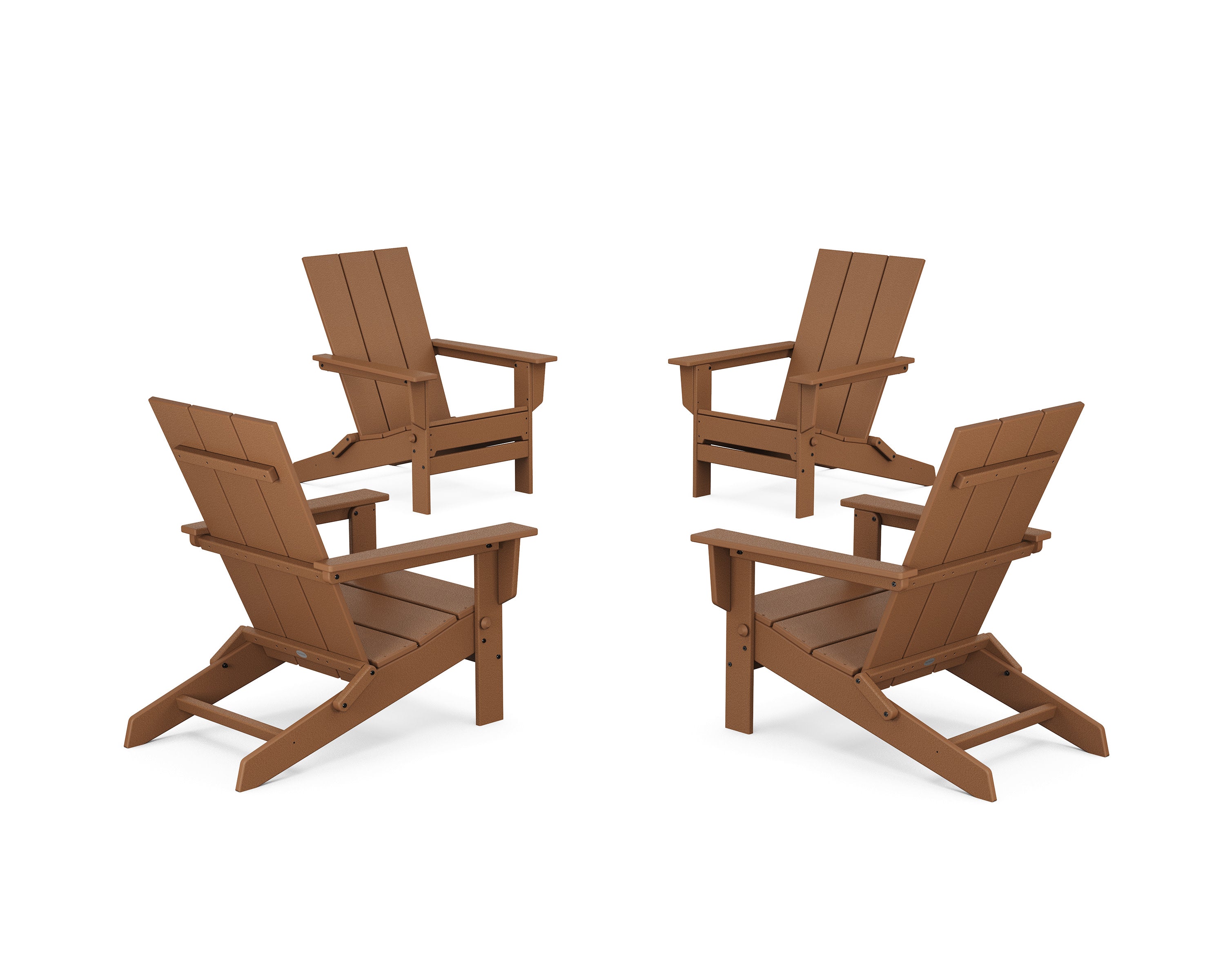 4-Piece Modern Studio Folding Adirondack Chair Conversation Set in Teak