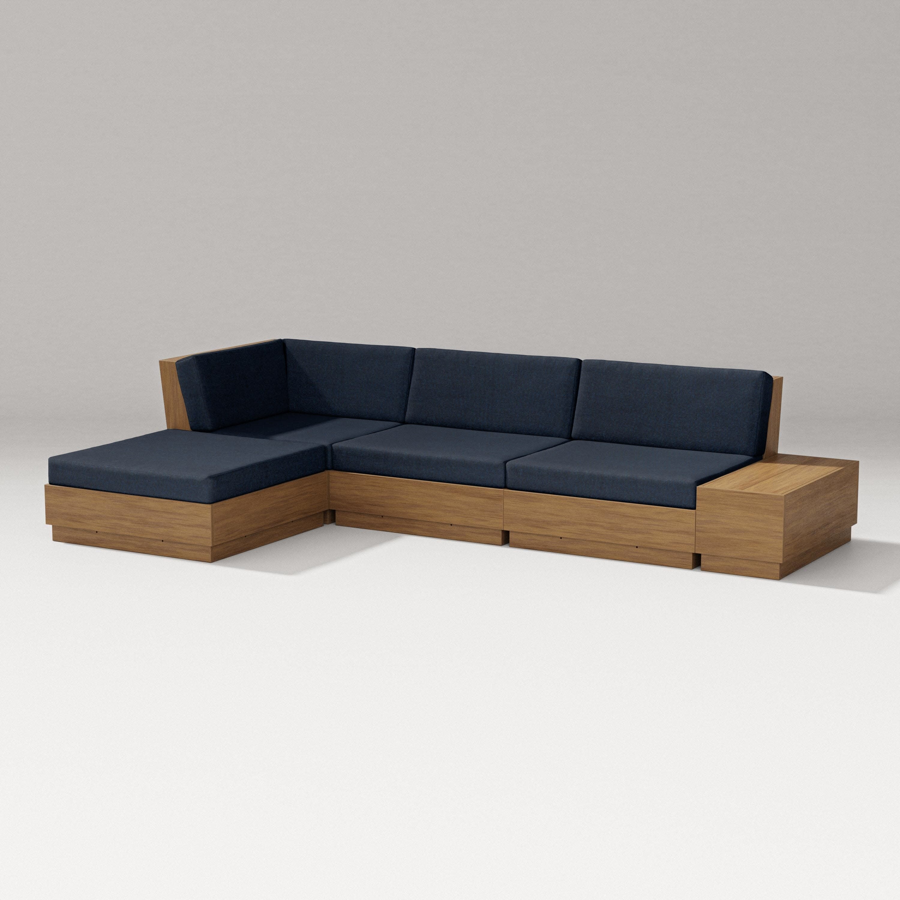 Elevate Chaise Sectional in Natural / Marine Indigo