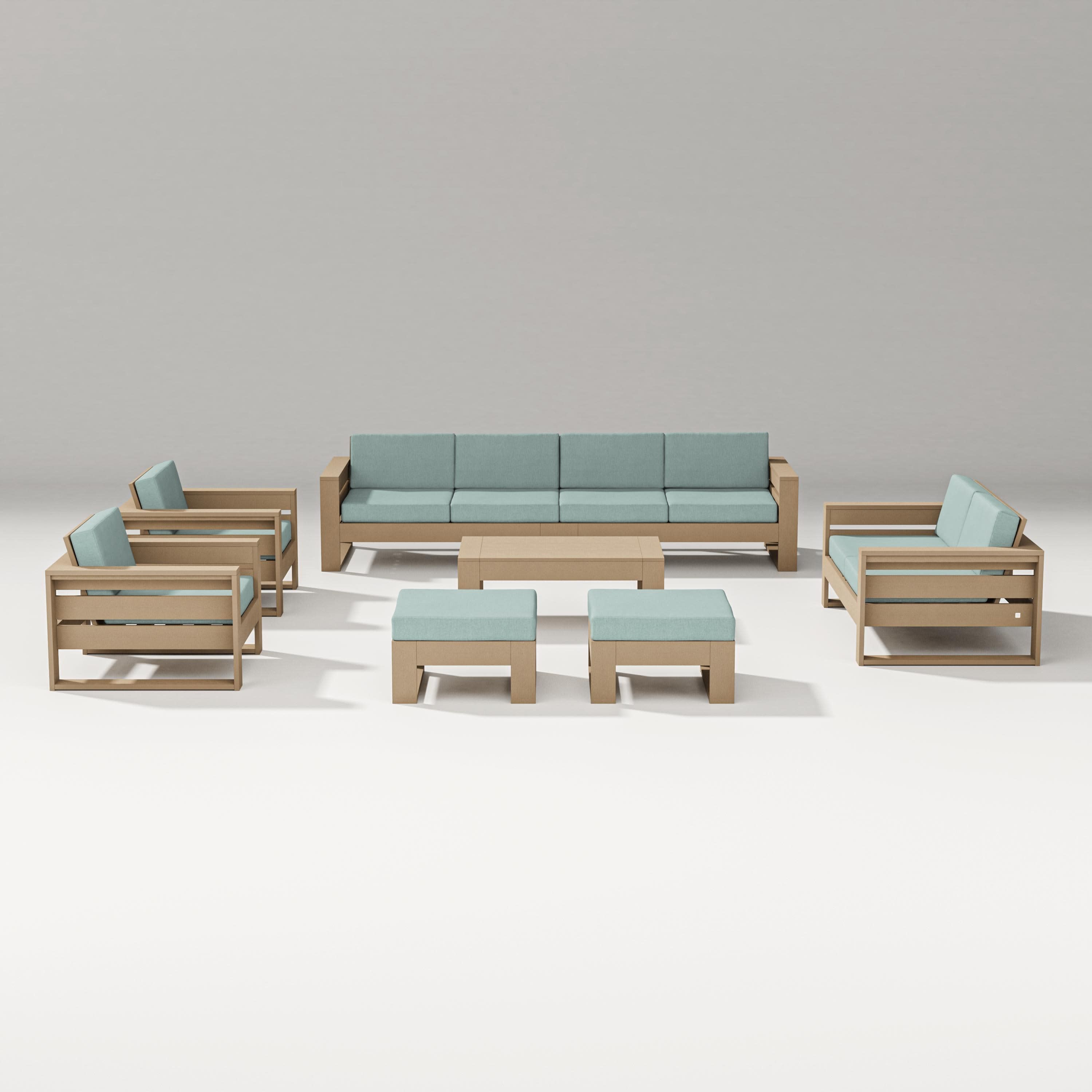 Latitude 8-Piece Lounge Sofa Set in Vintage Sahara / Glacier Spa