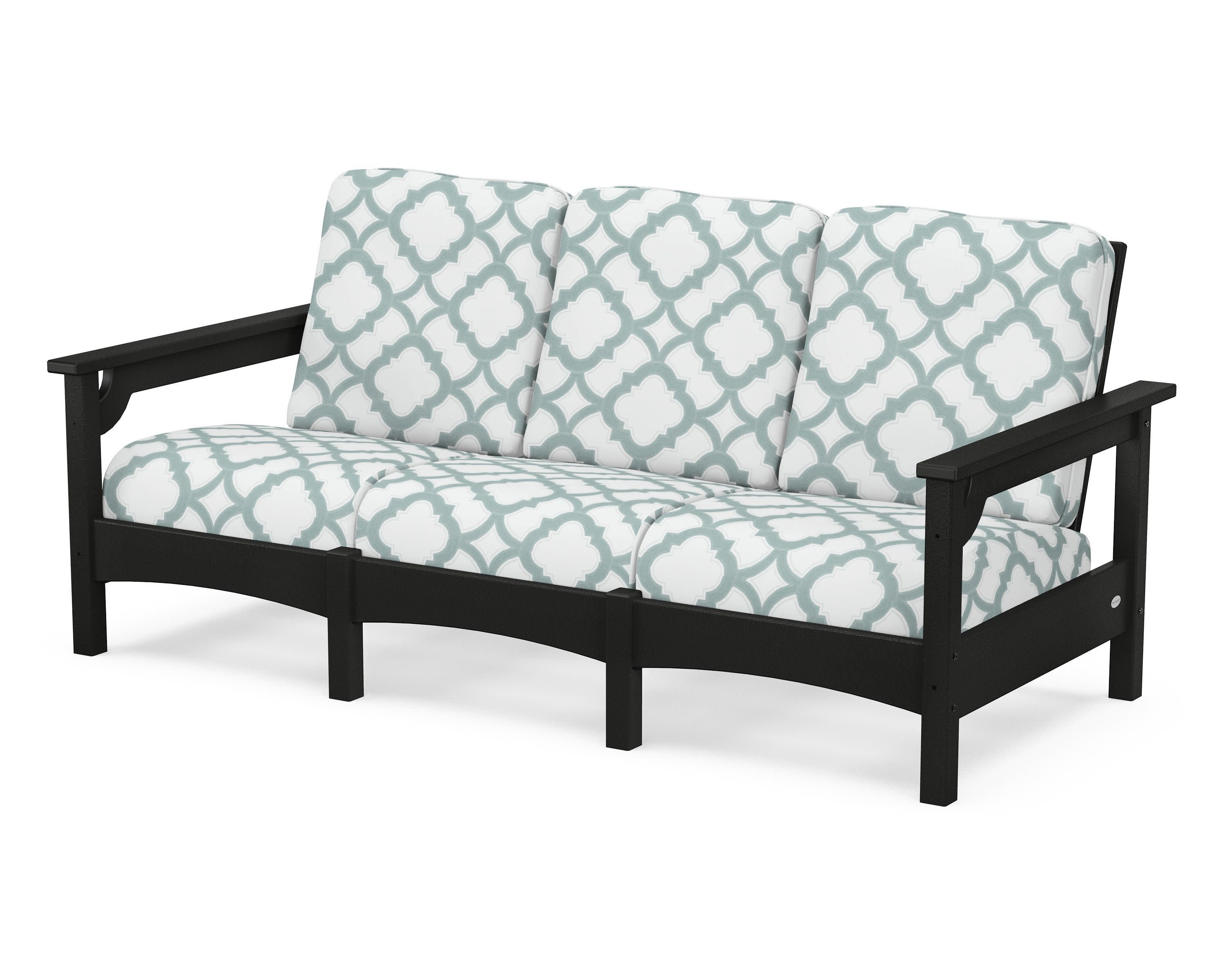 Club Sofa in Black / Trellis Glacier Spa
