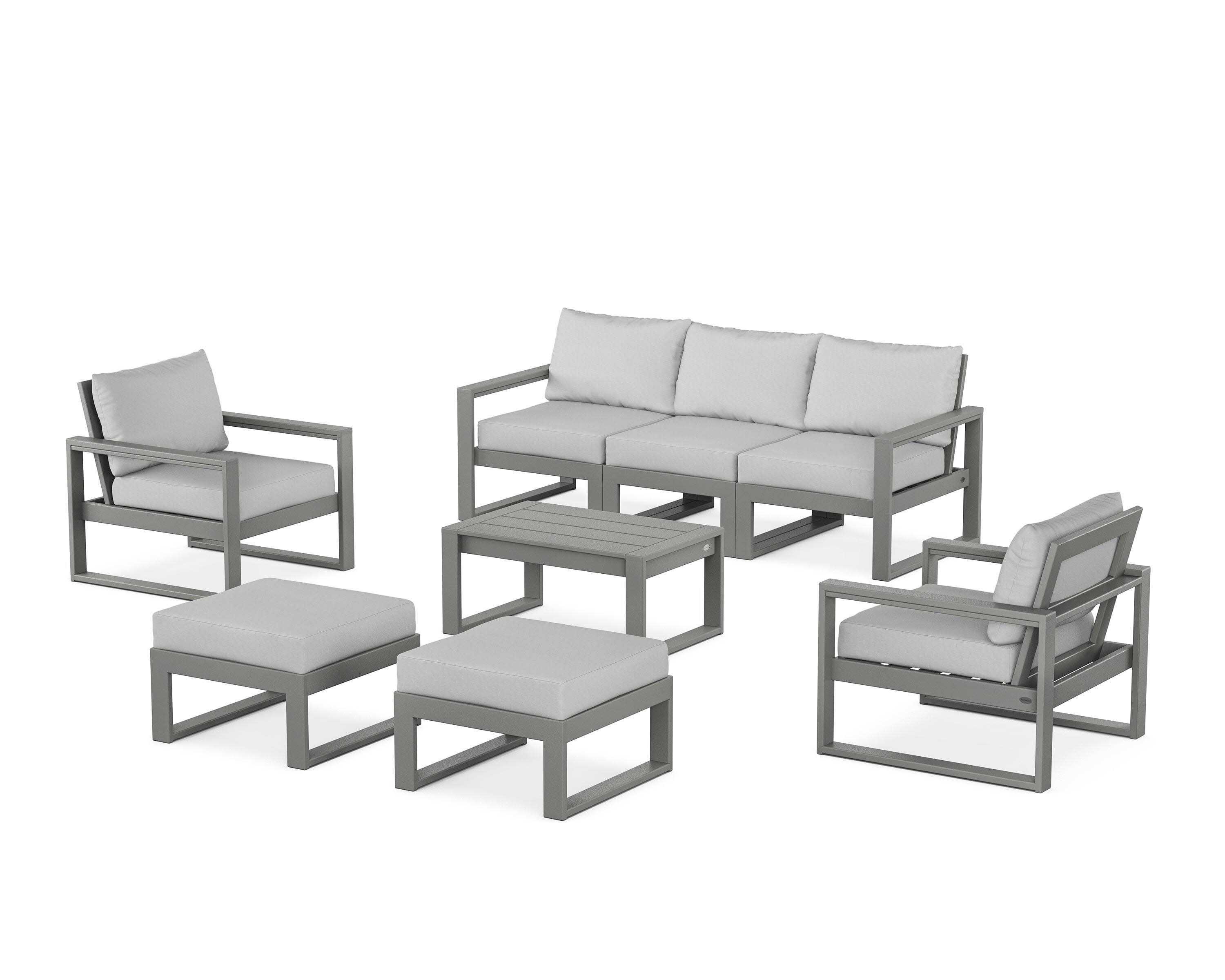 EDGE Sectional 8-Piece Lounge Sofa Set in Slate Grey / Diamond in the Rough