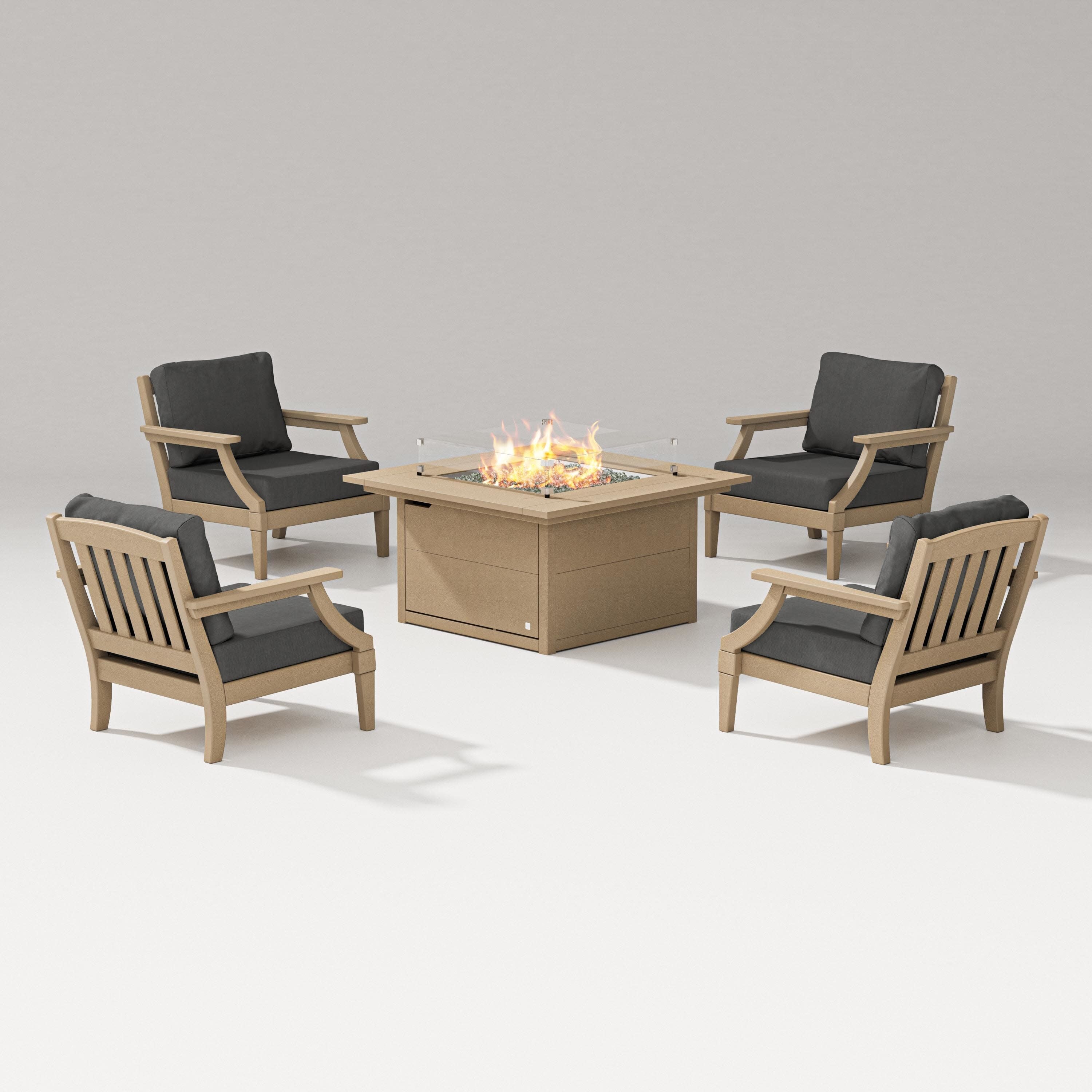 Estate 5-Piece Lounge Fire Table Set in Vintage Sahara / Spectrum Carbon