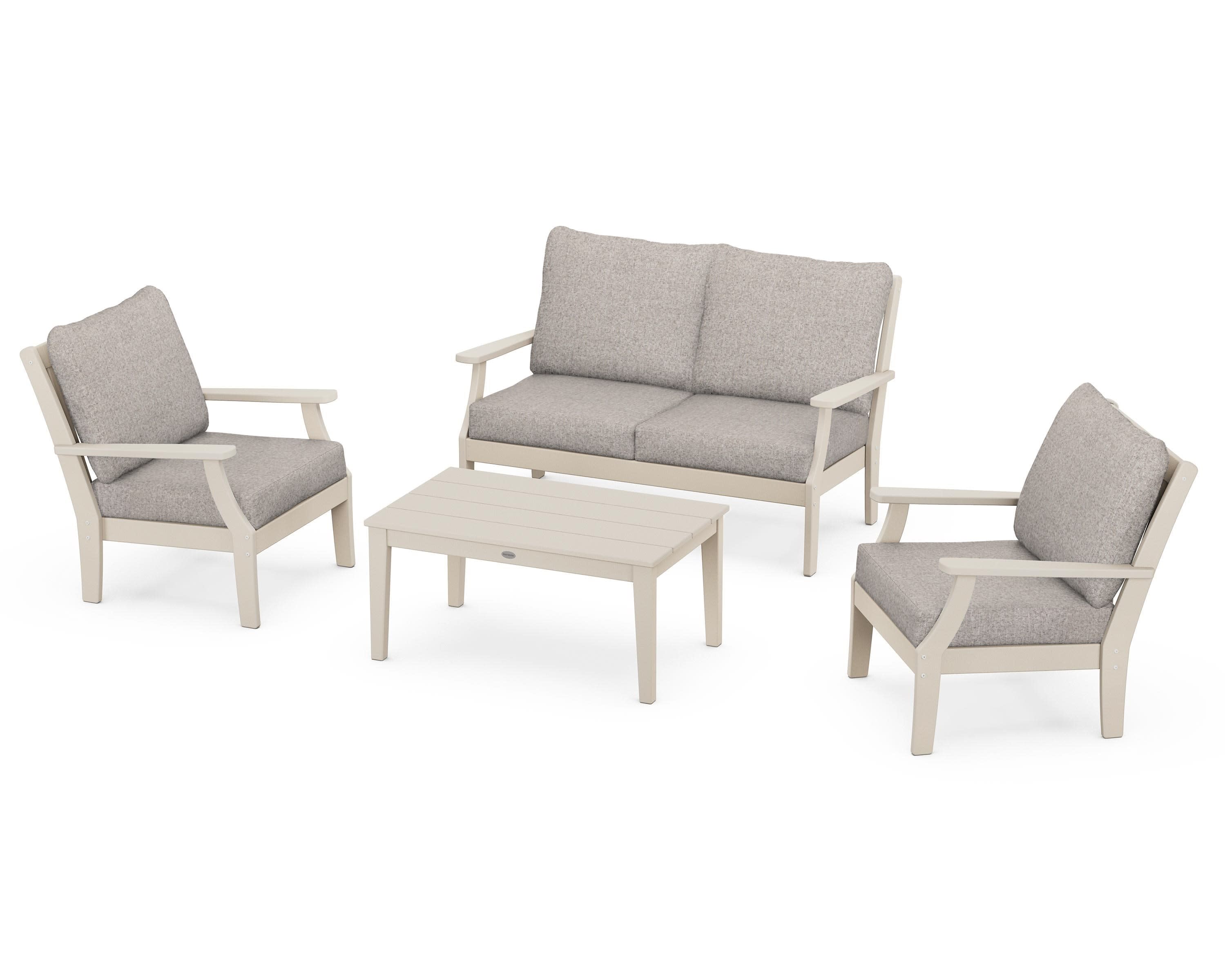 Braxton 4-Piece Deep Seating Chair Set in Sand / Weathered Tweed