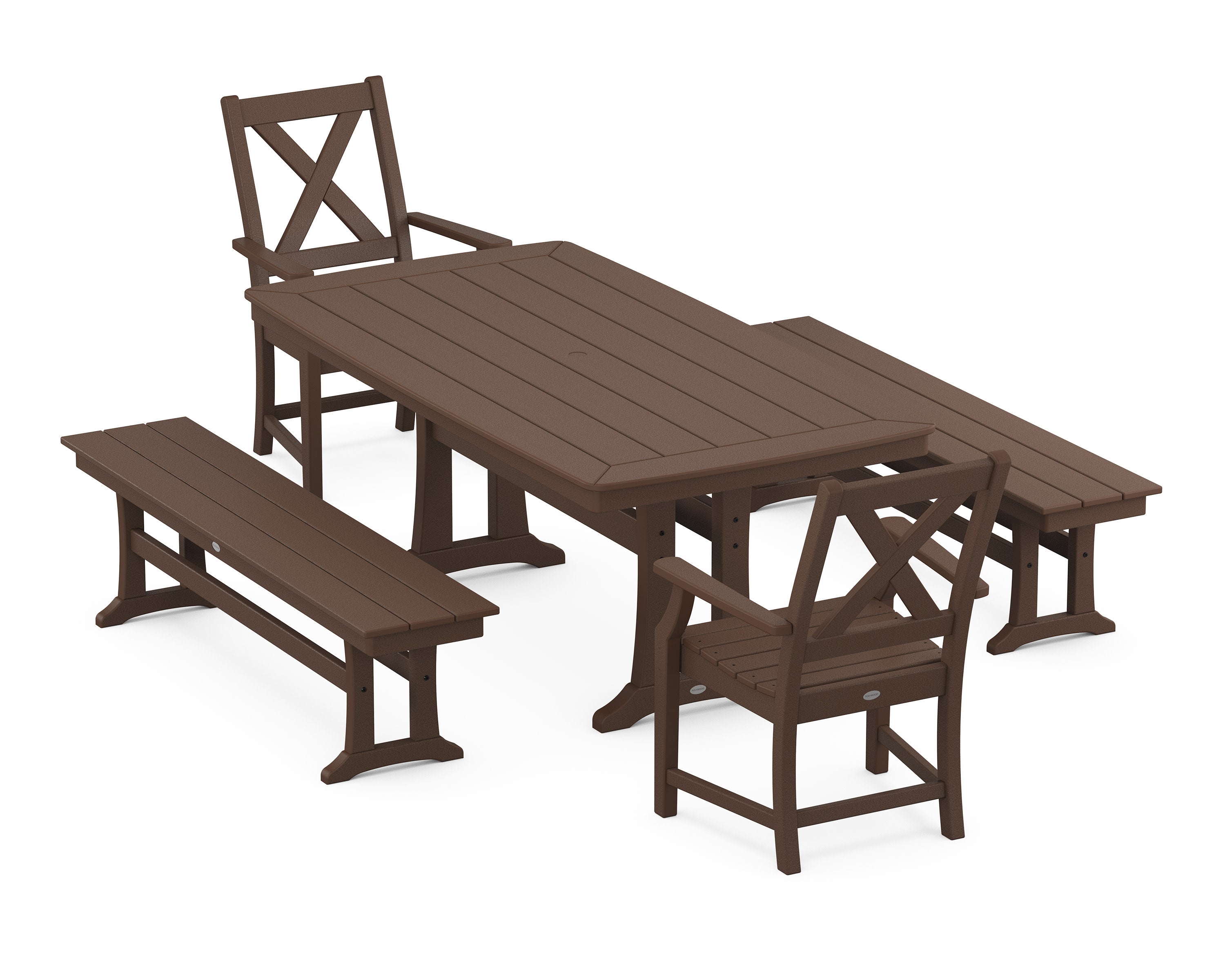 Braxton 5-Piece Dining Set with Trestle Legs in Mahogany