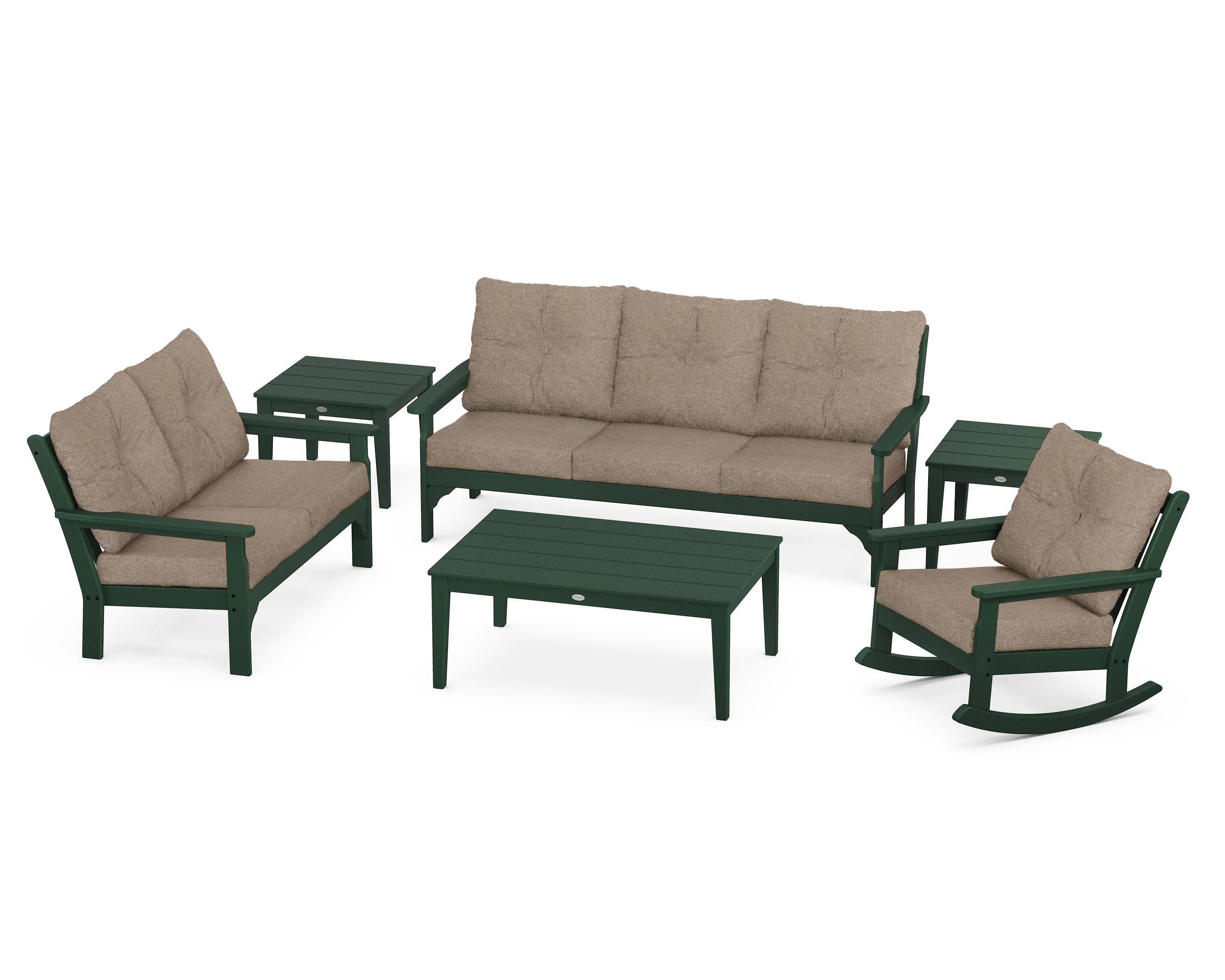 Vineyard 6-Piece Deep Seating Set in Green / Spiced Burlap
