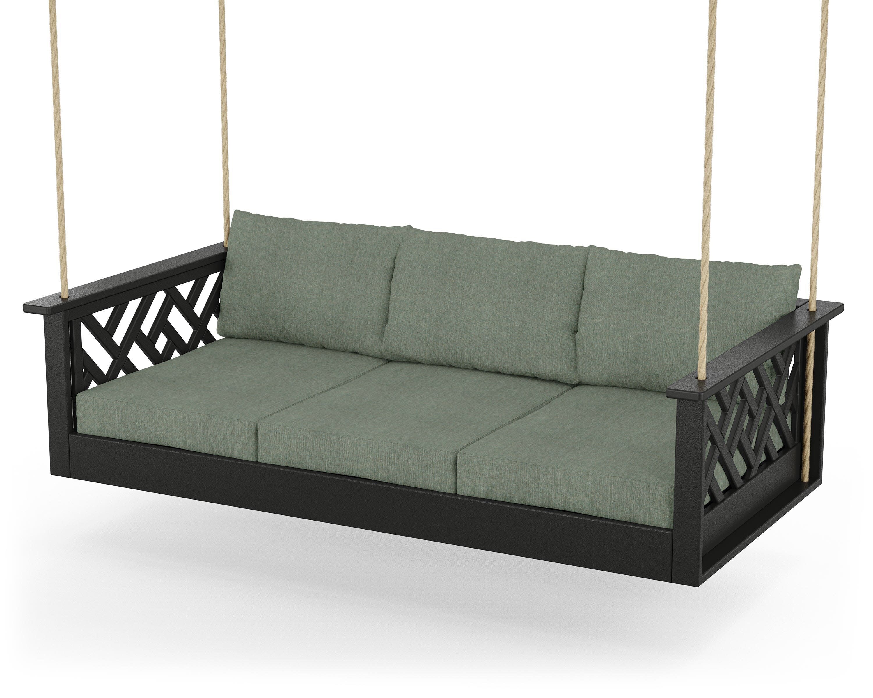 Chippendale Daybed Swing in Black / Cast Sage
