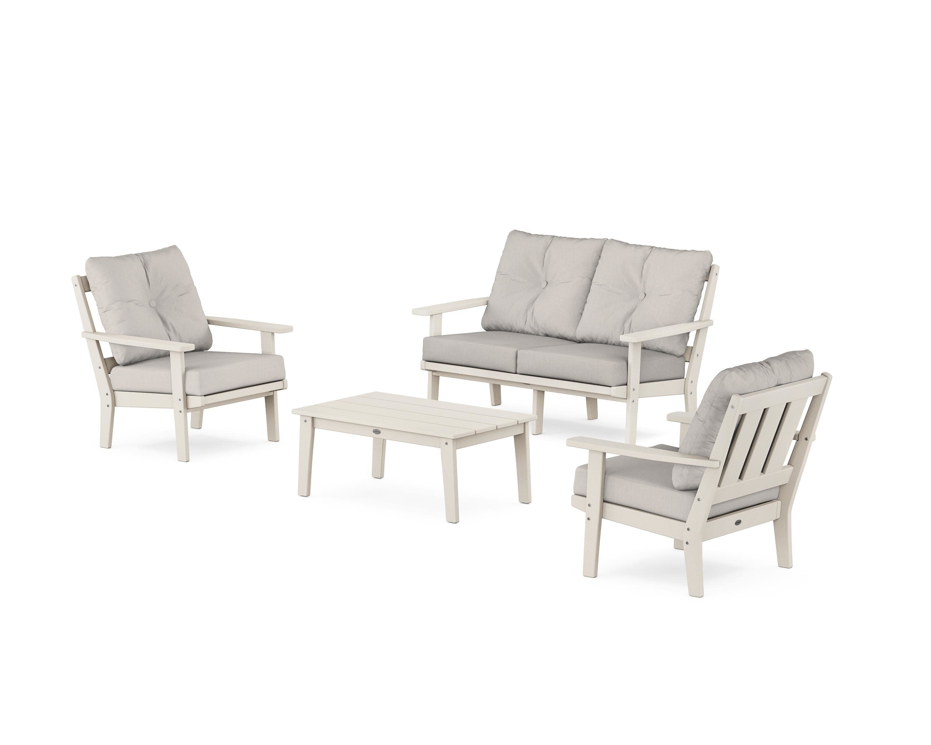 Oxford 4-Piece Deep Seating Set with Loveseat in Sand / Cast Ash