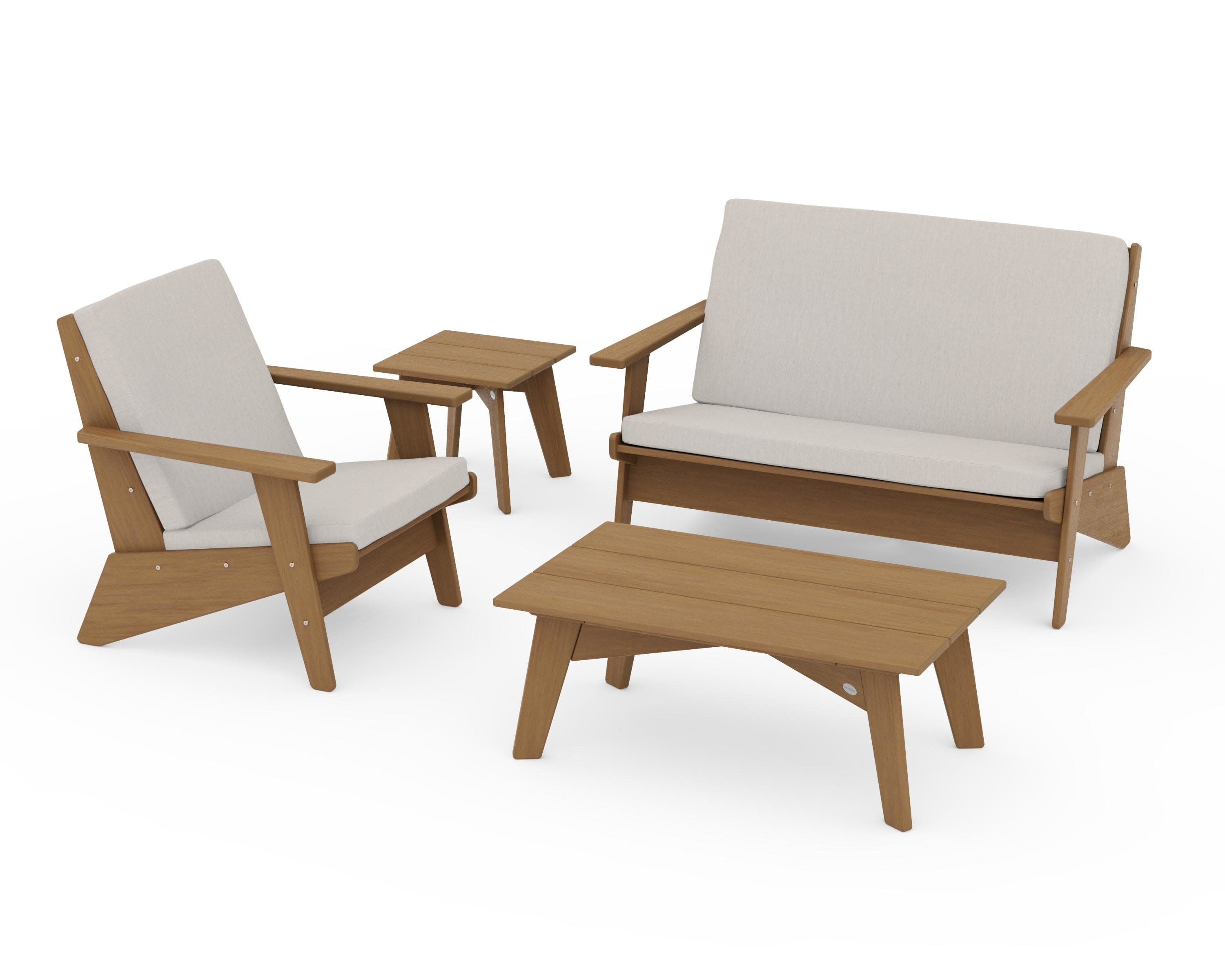 Riviera Modern Lounge 4-Piece Set in Natural / Cast Ash