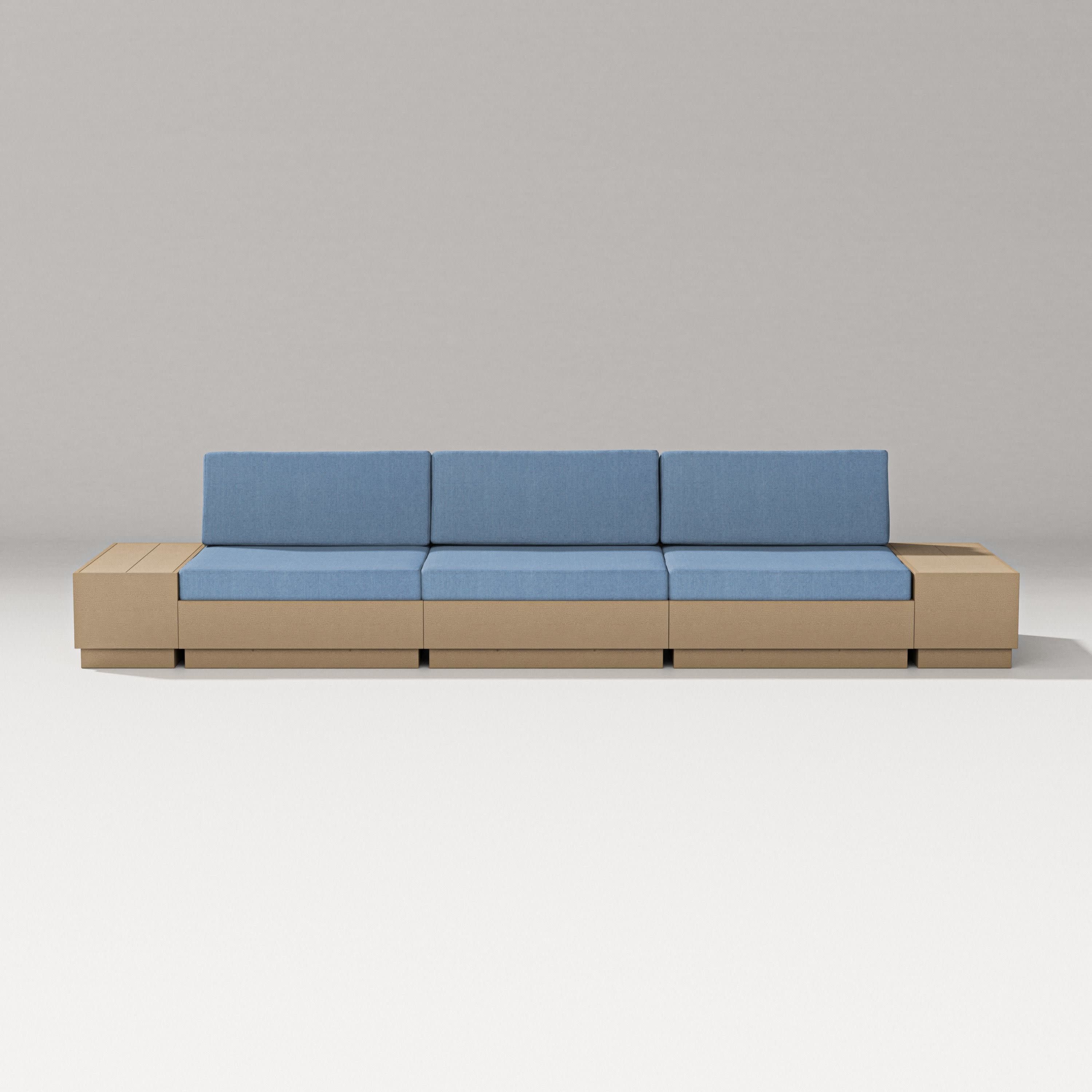 Elevate Straight Sectional in Vintage Sahara / Sky Blue