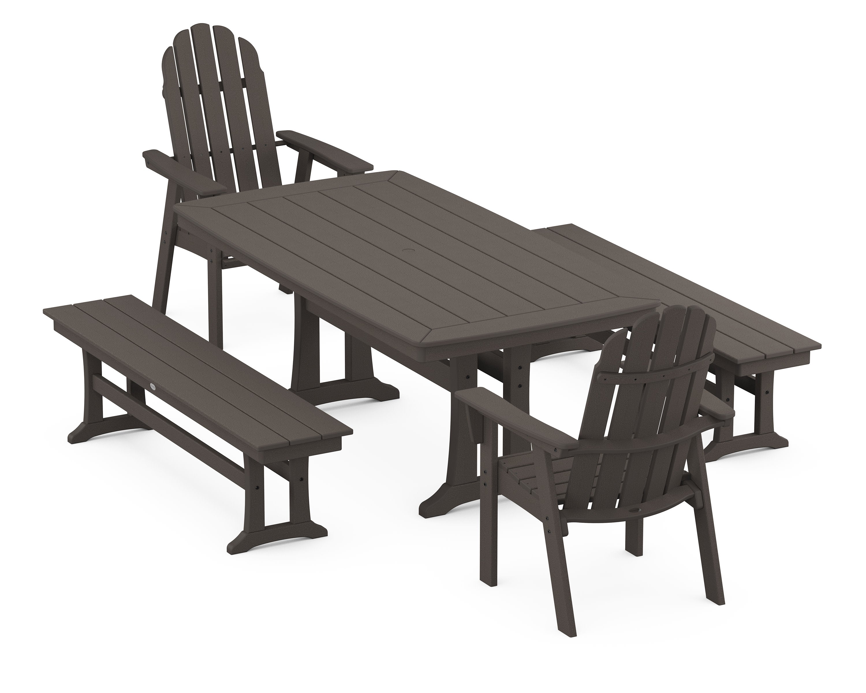 Vineyard Adirondack 5-Piece Dining Set with Trestle Legs in Vintage Coffee