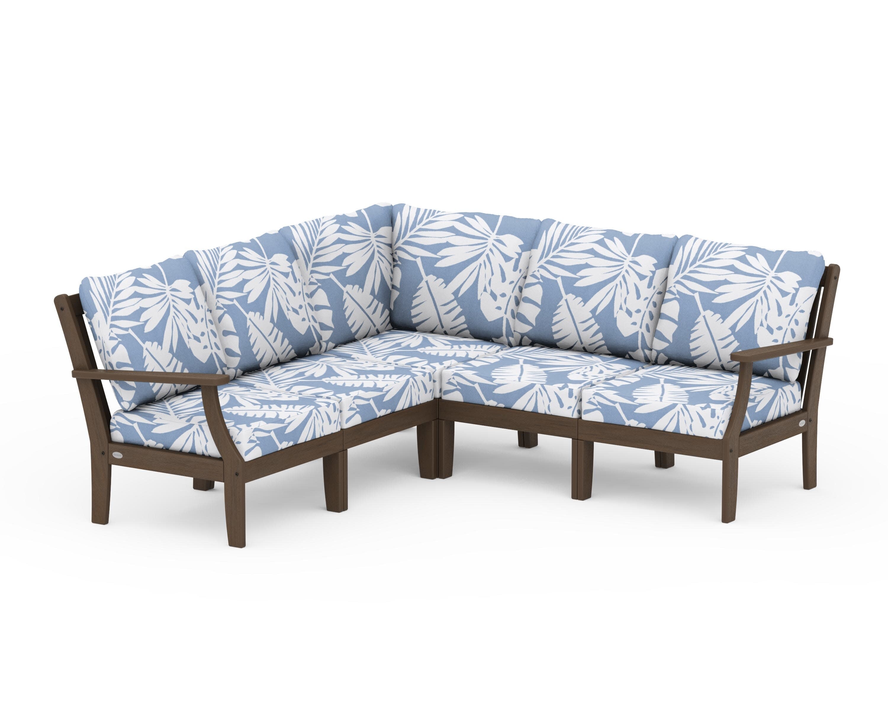 Braxton Modular 5-Piece Deep Seating Set in Kona / Leaf Sky Blue