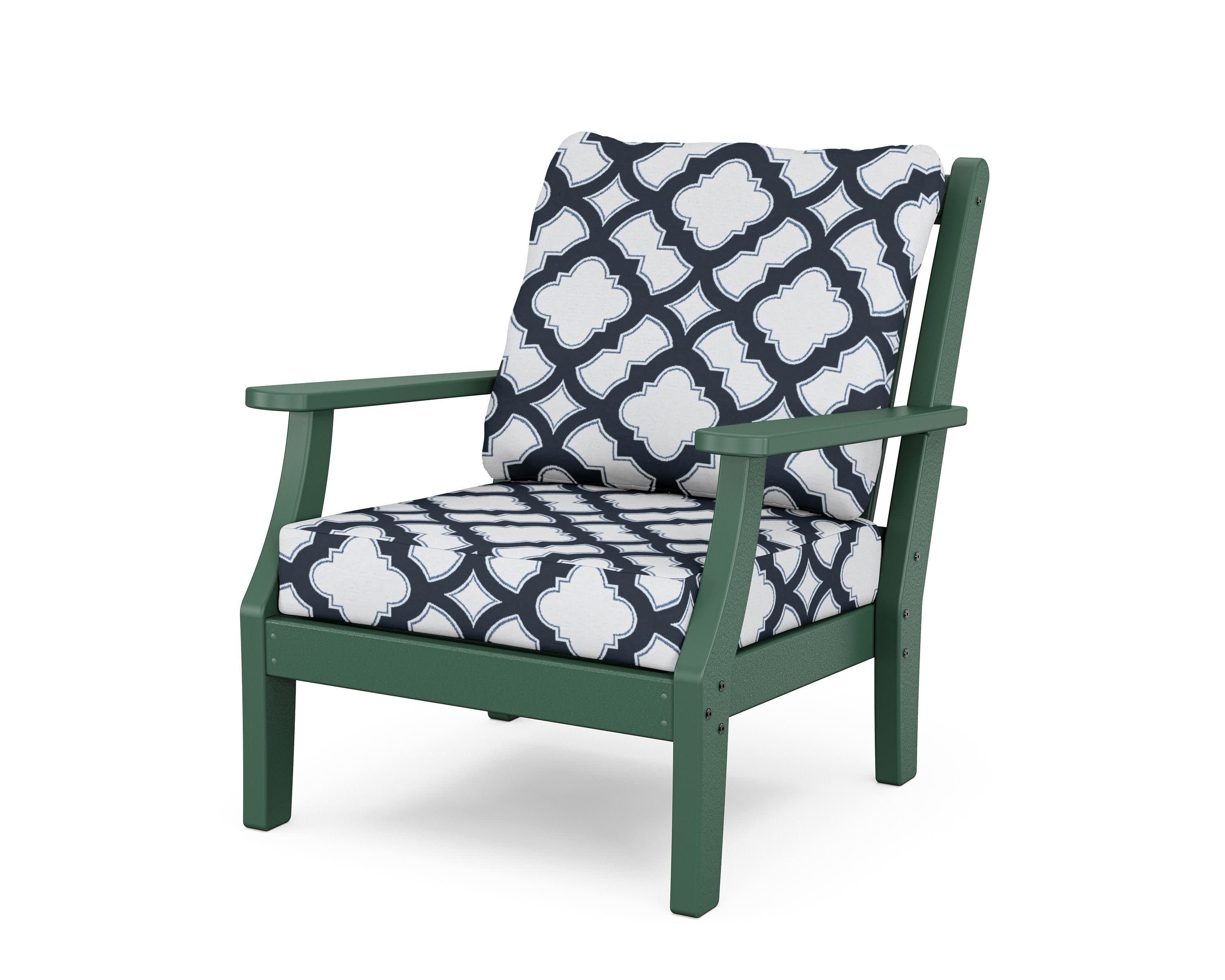 Wovendale Deep Seating Chair in Green / Trellis Marine Indigo