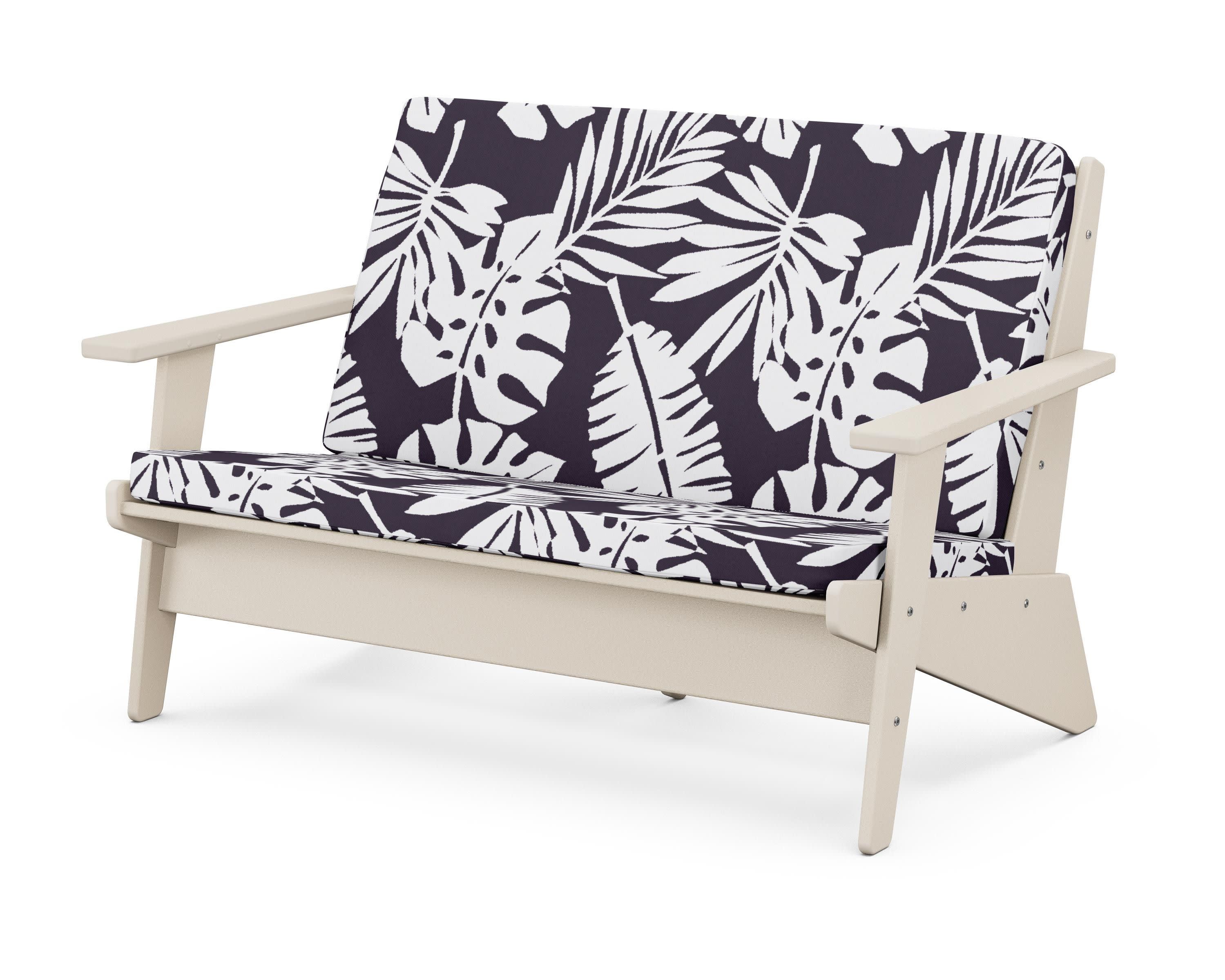 Riviera Modern Lounge Loveseat in Sand / Leaf Navy