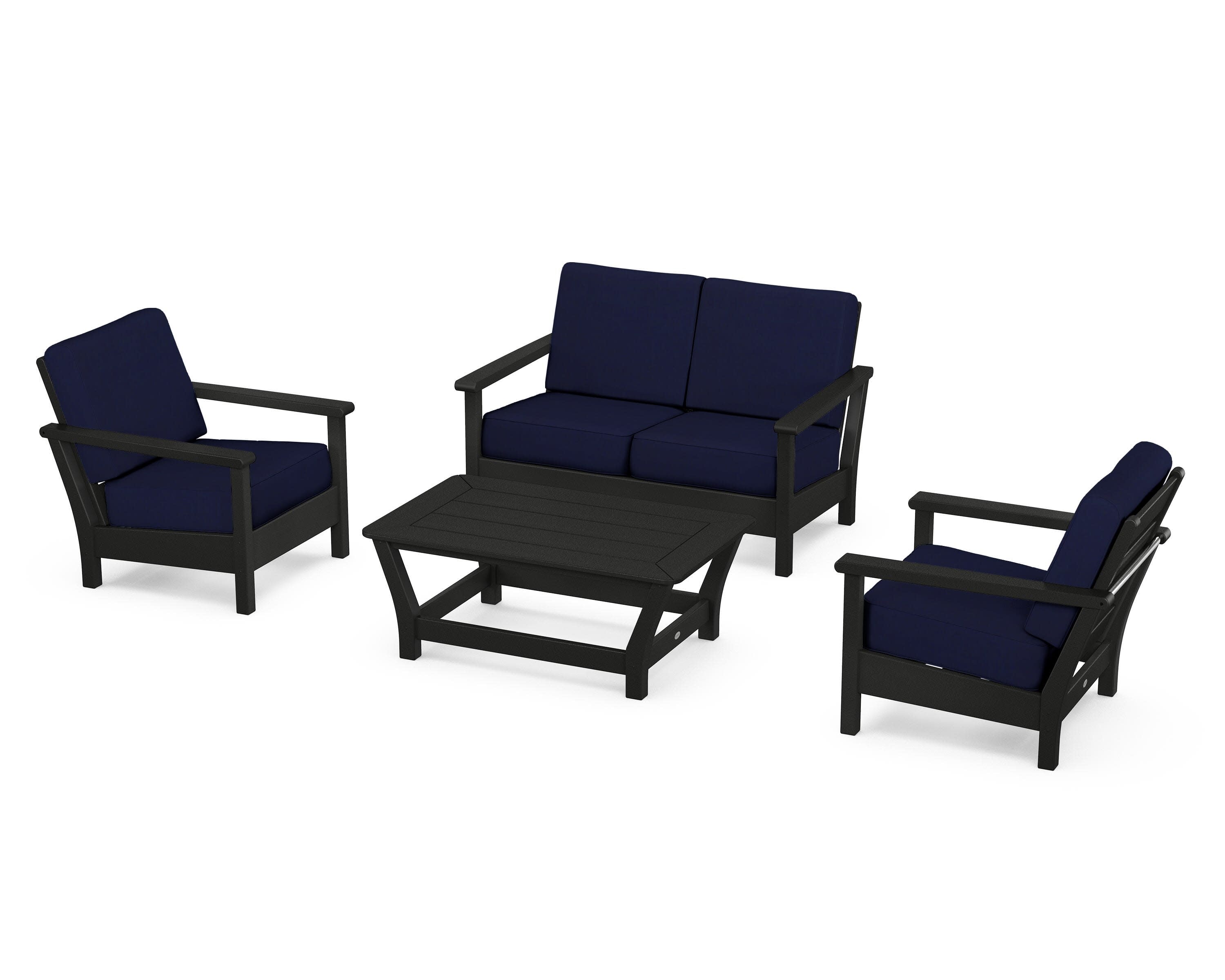 Harbour 4-Piece Deep Seating Set in Black / Navy