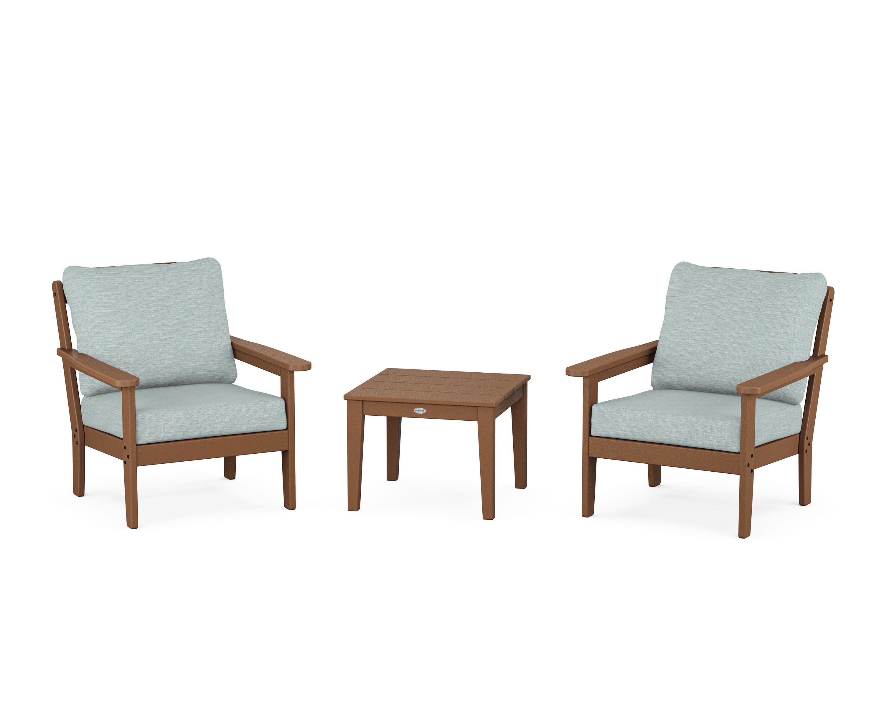 Cottage 3-Piece Deep Seating Set in Teak / Soothe Mist