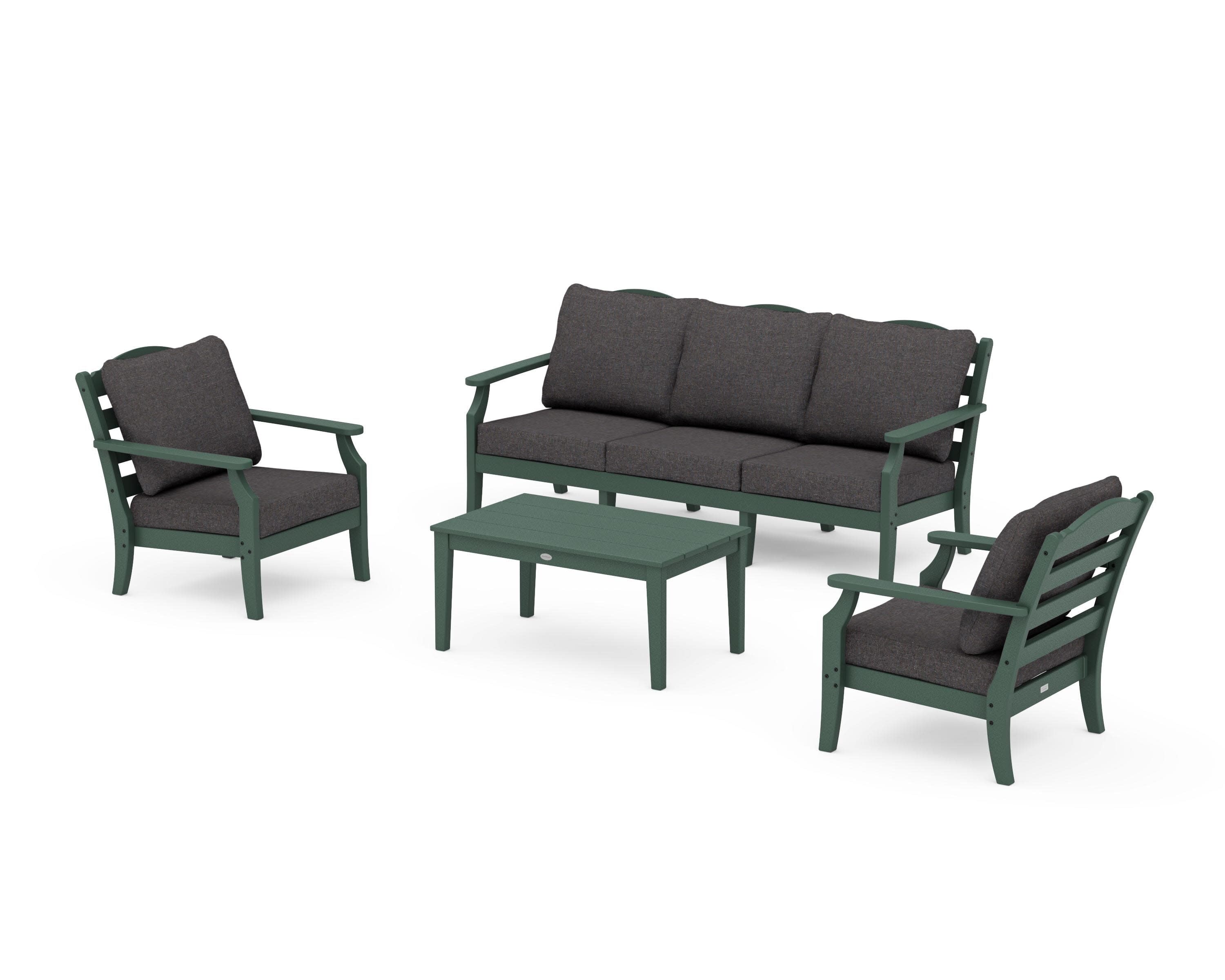 Savannah 4-Piece Deep Seating Set with Sofa in Green / Ash Charcoal