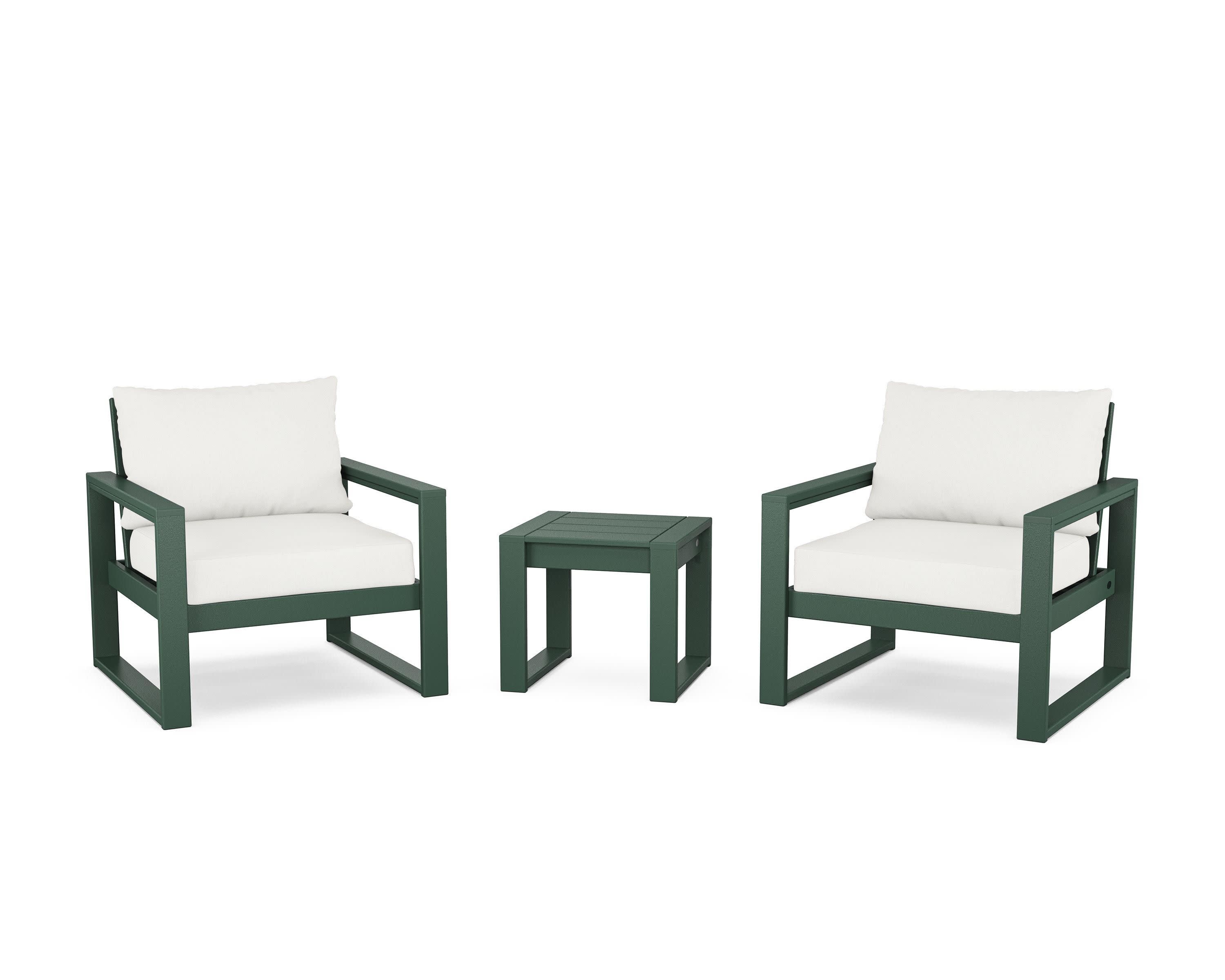 EDGE Sectional 3-Piece Deep Seating Set in Green / Natural Linen