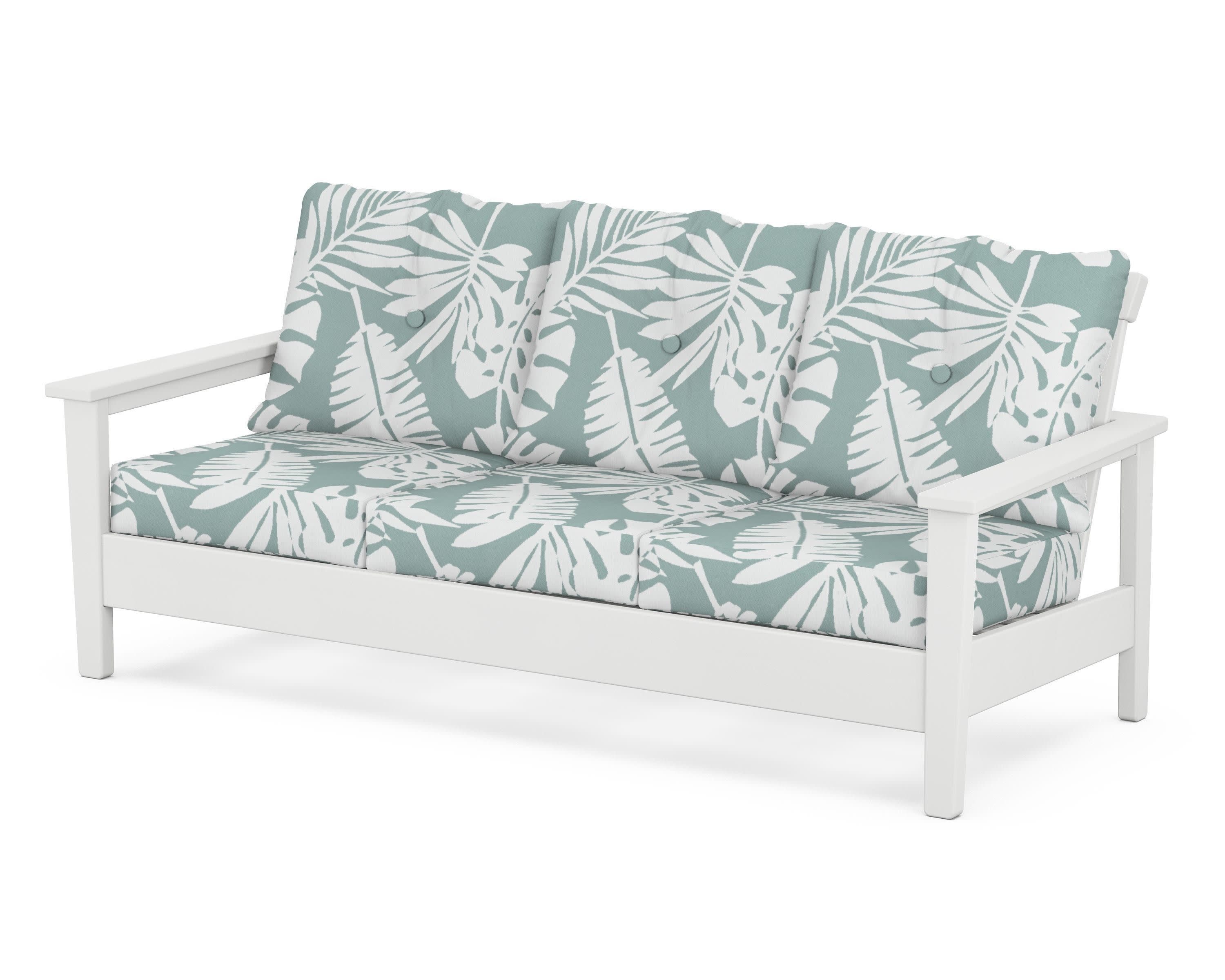 Prescott Deep Seating Sofa in White / Leaf Glacier Spa