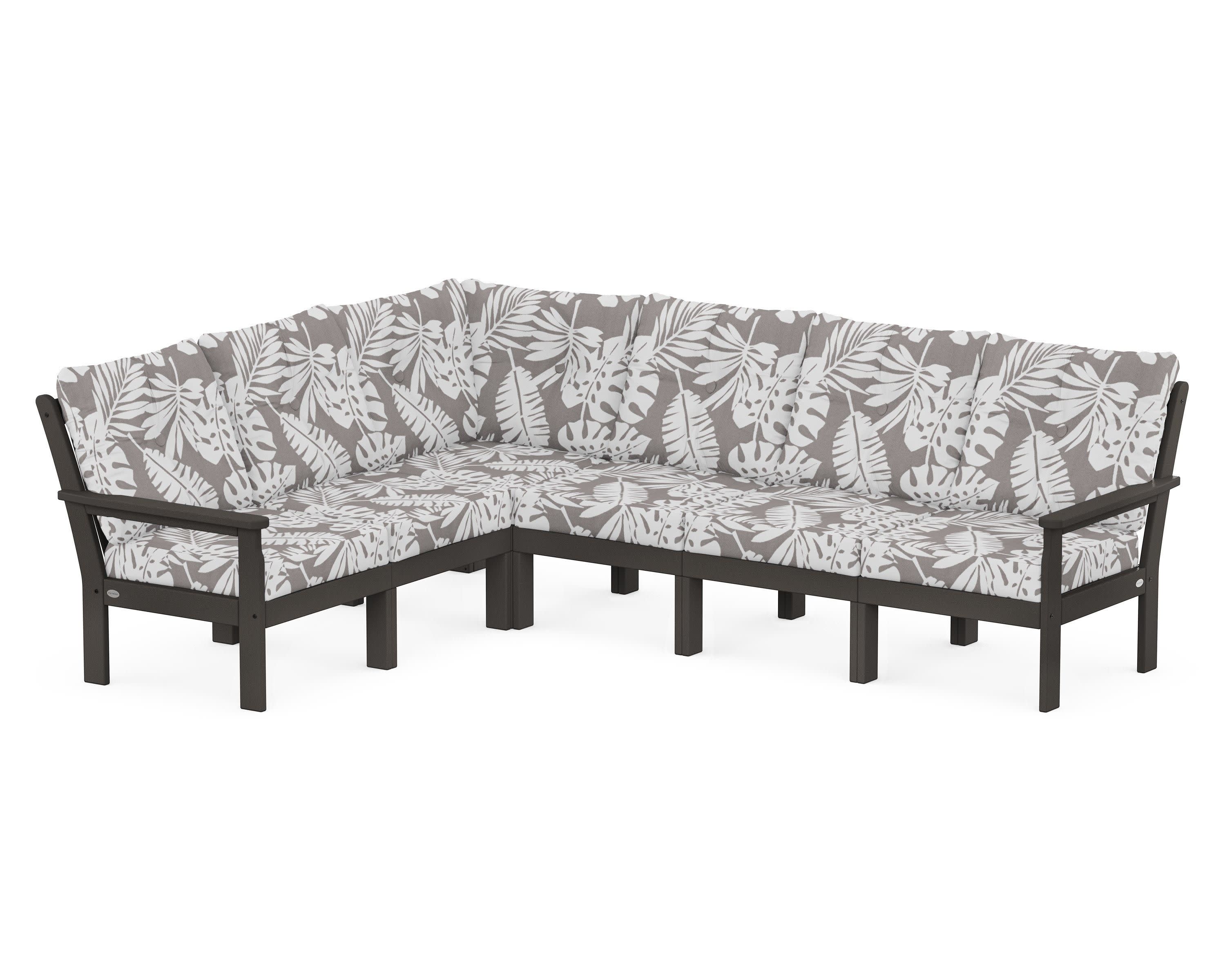 Vineyard 6-Piece Sectional in Vintage Coffee / Leaf Grey Mist