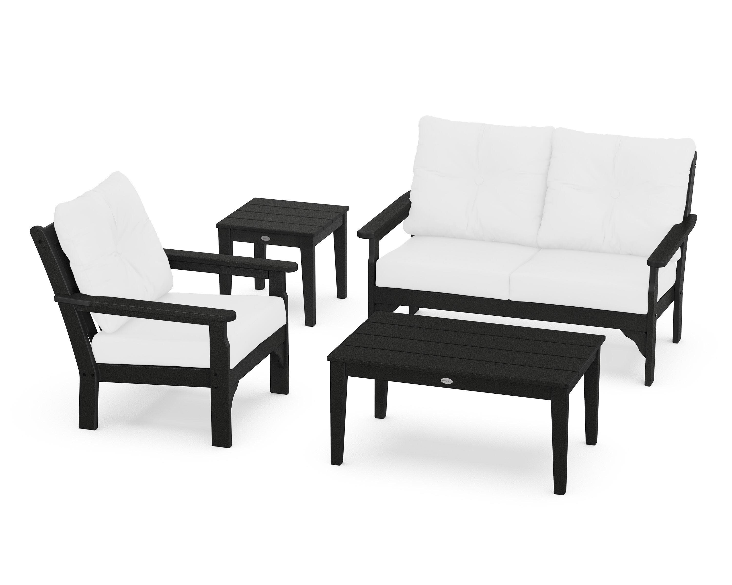 Vineyard 4-Piece Deep Seating Set in Black / Natural