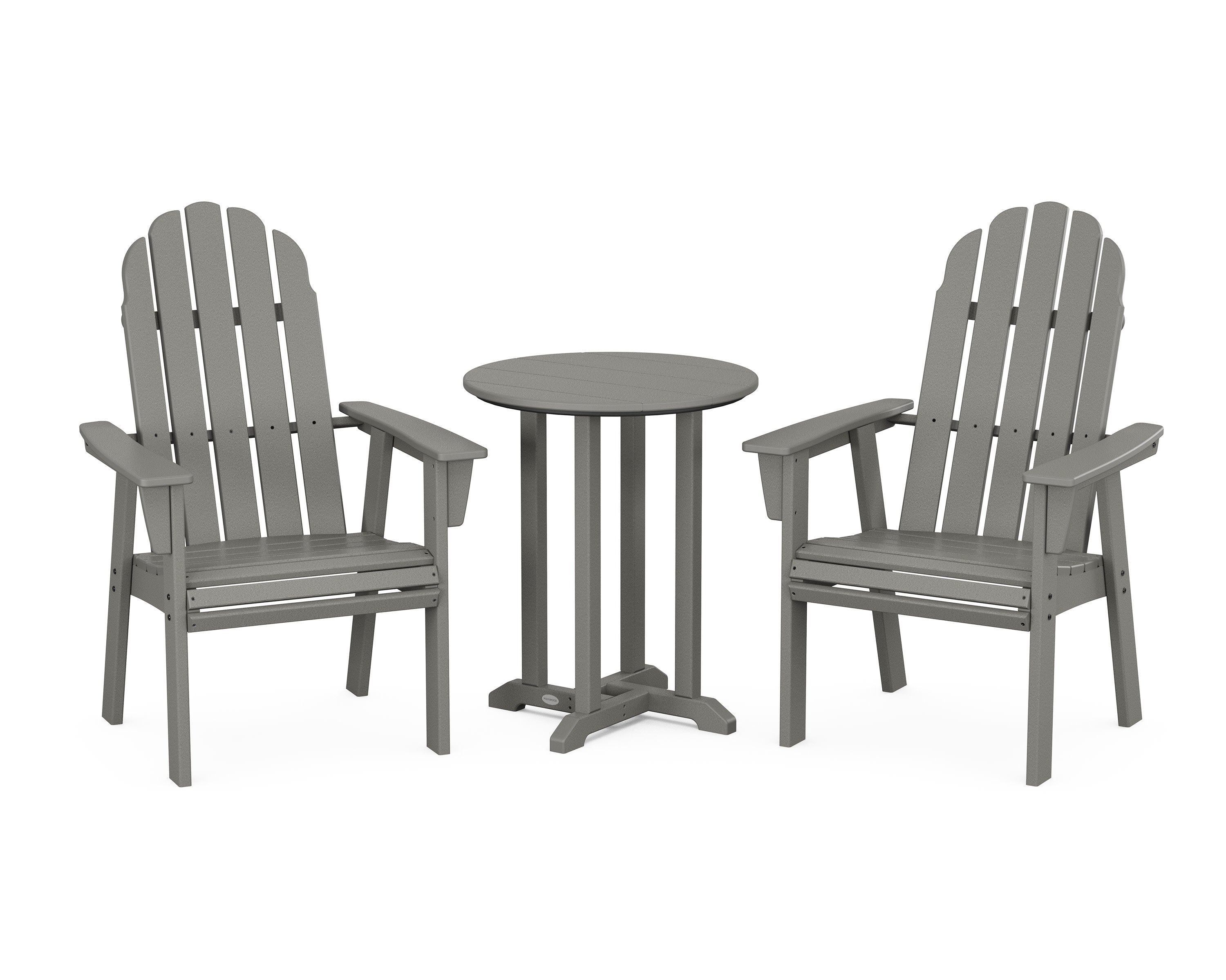 Vineyard Adirondack 3-Piece Round Bistro Dining Set in Slate Grey