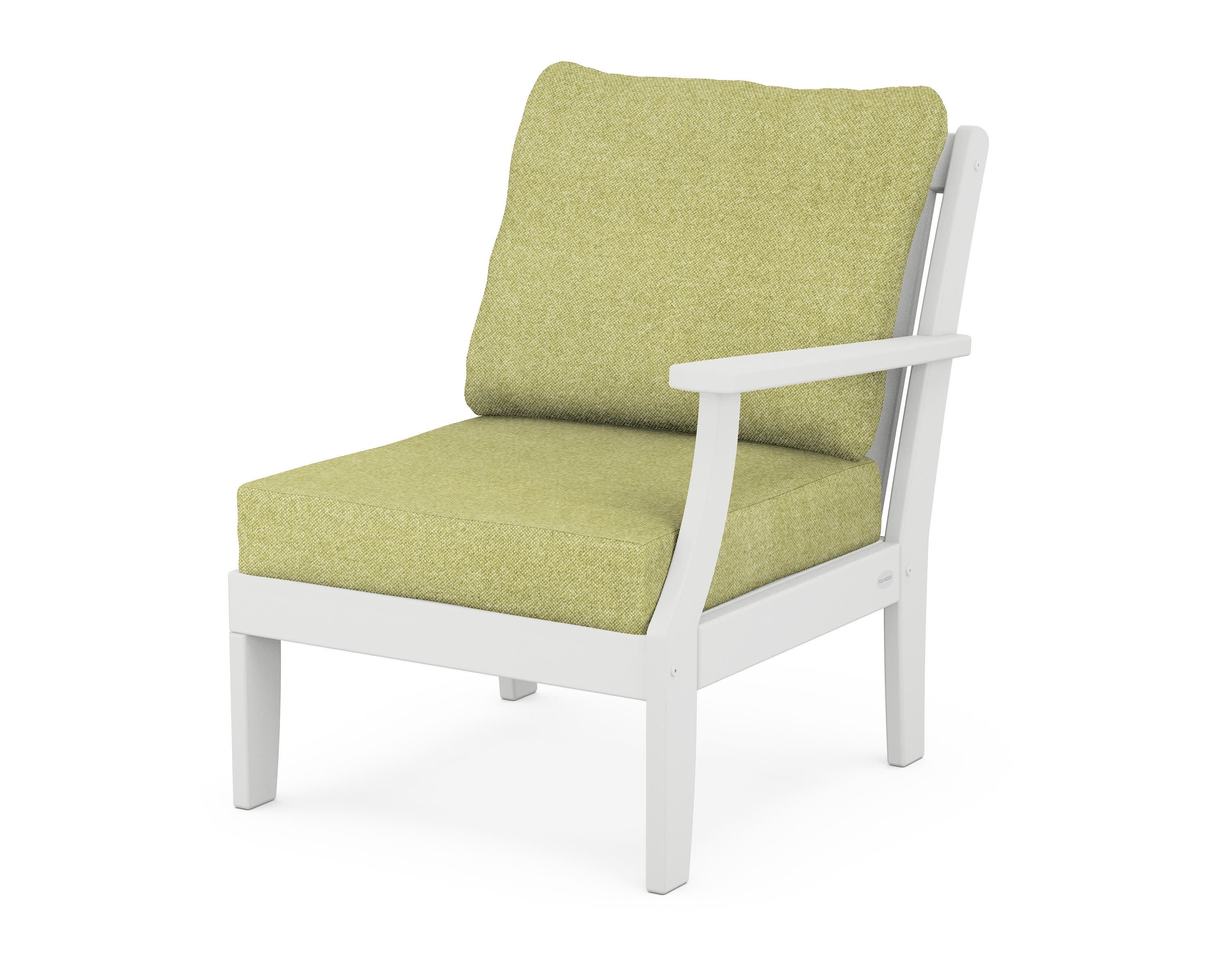 Braxton Modular Right Arm Chair in White / Chartreuse Boucle