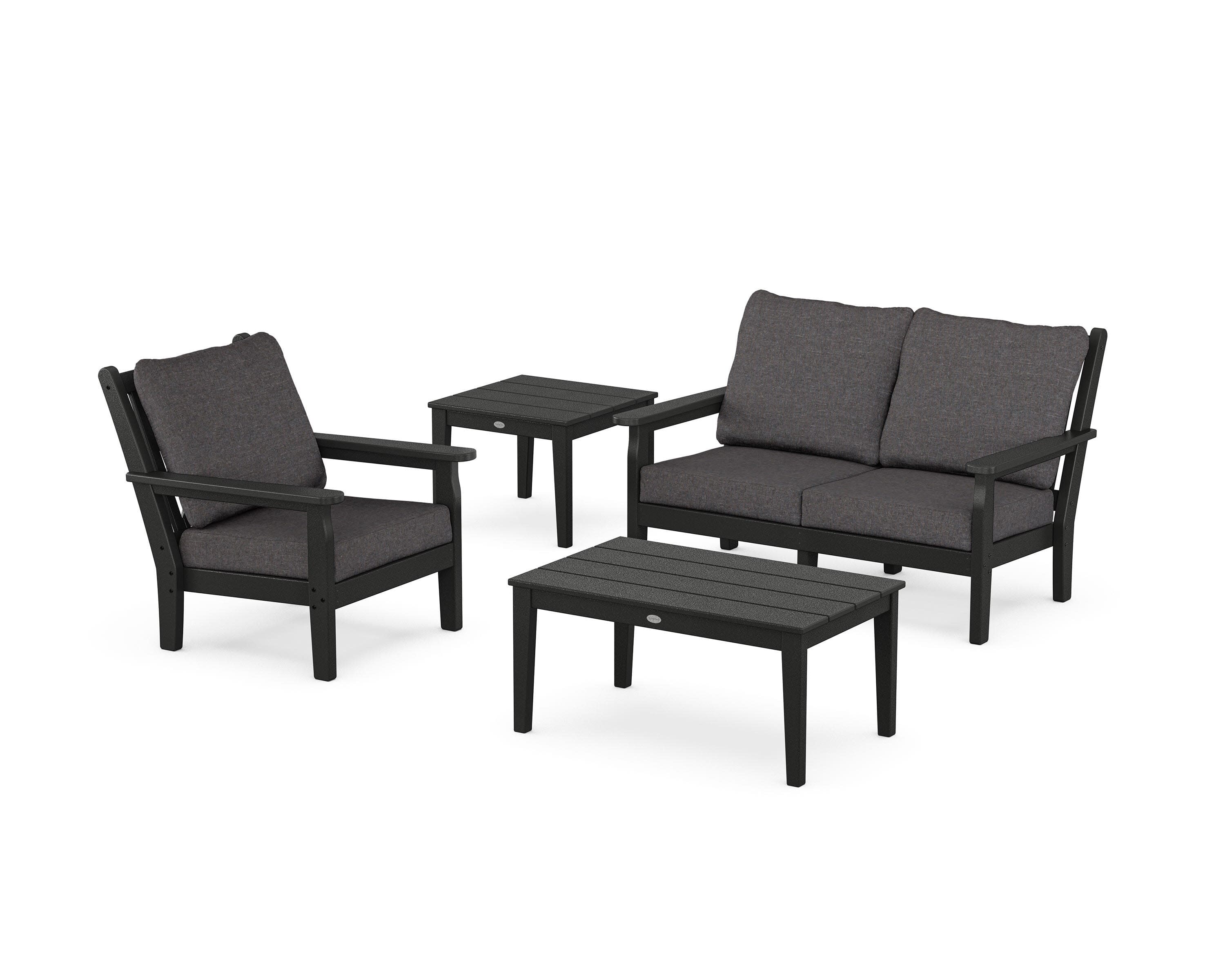 Chippendale 4-Piece Deep Seating Set in Black / Ash Charcoal