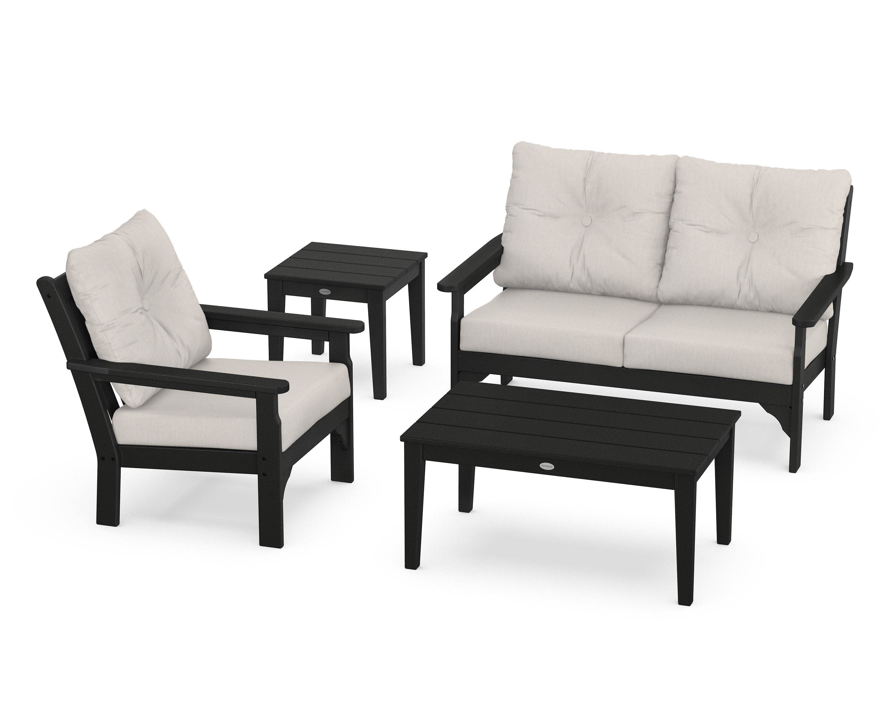 Vineyard 4-Piece Deep Seating Set in Black / Cast Ash