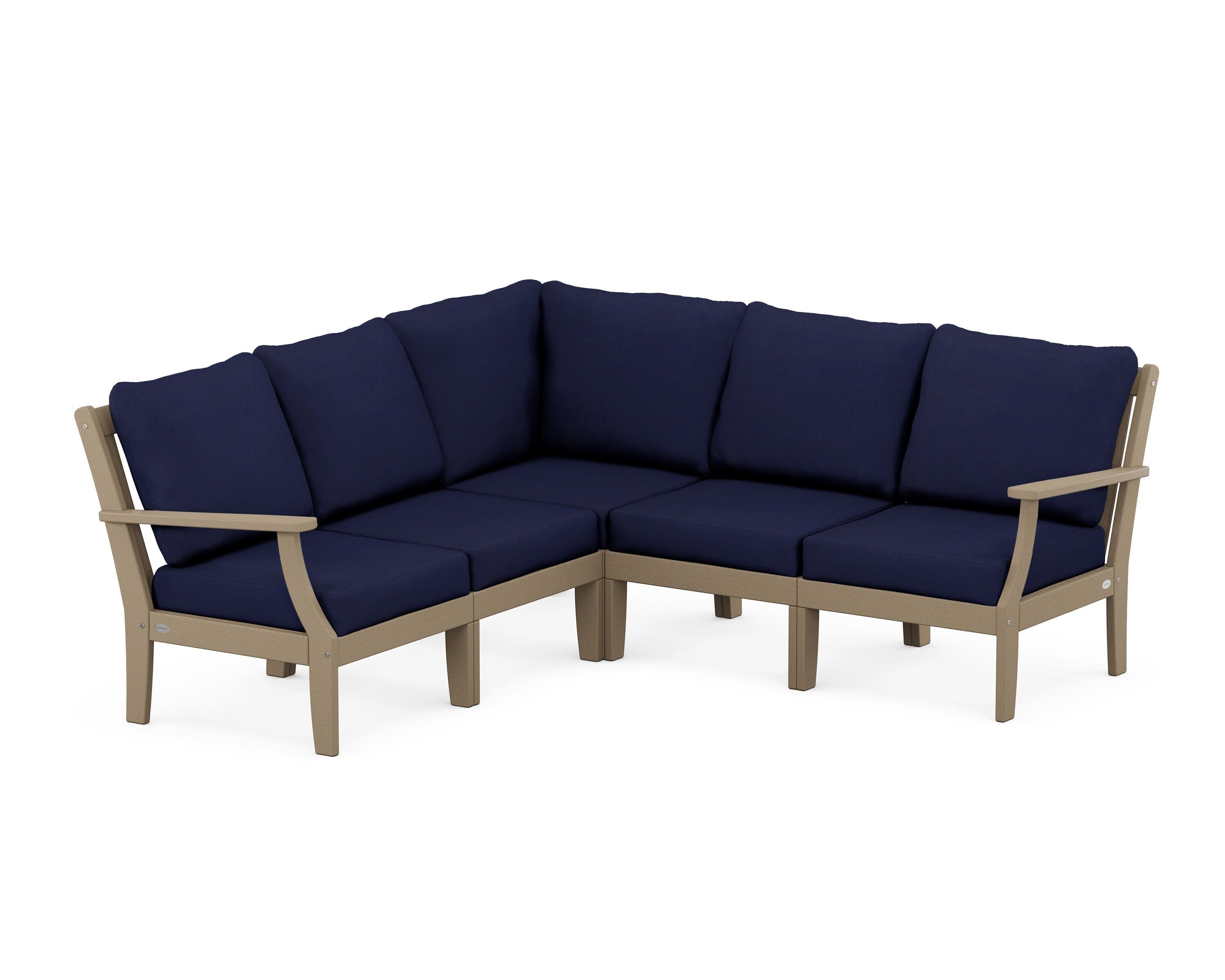Braxton Modular 5-Piece Deep Seating Set in Vintage Sahara / Navy