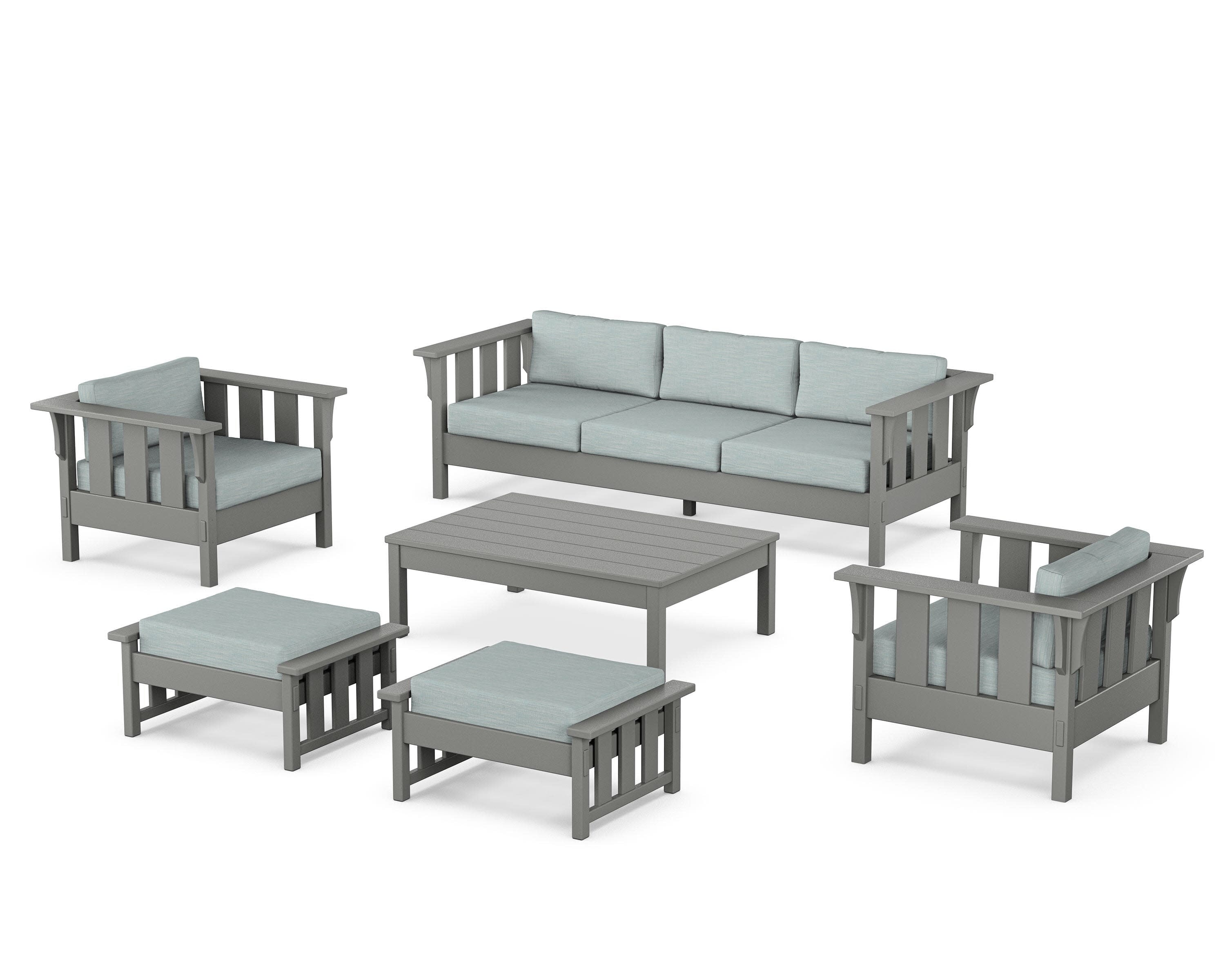 Acadia 6-Piece Lounge Sofa Set in Slate Grey / Soothe Mist