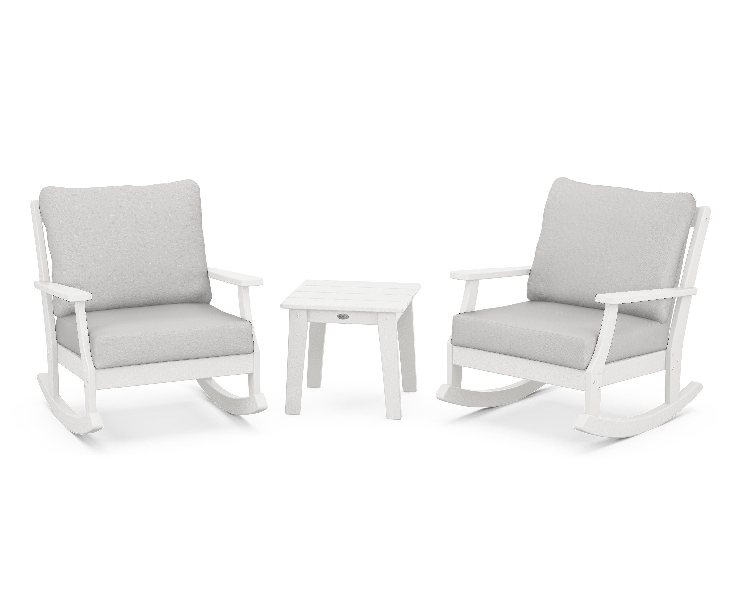 Braxton 3-Piece Deep Seating Rocker Set in Vintage White / Diamond in the Rough