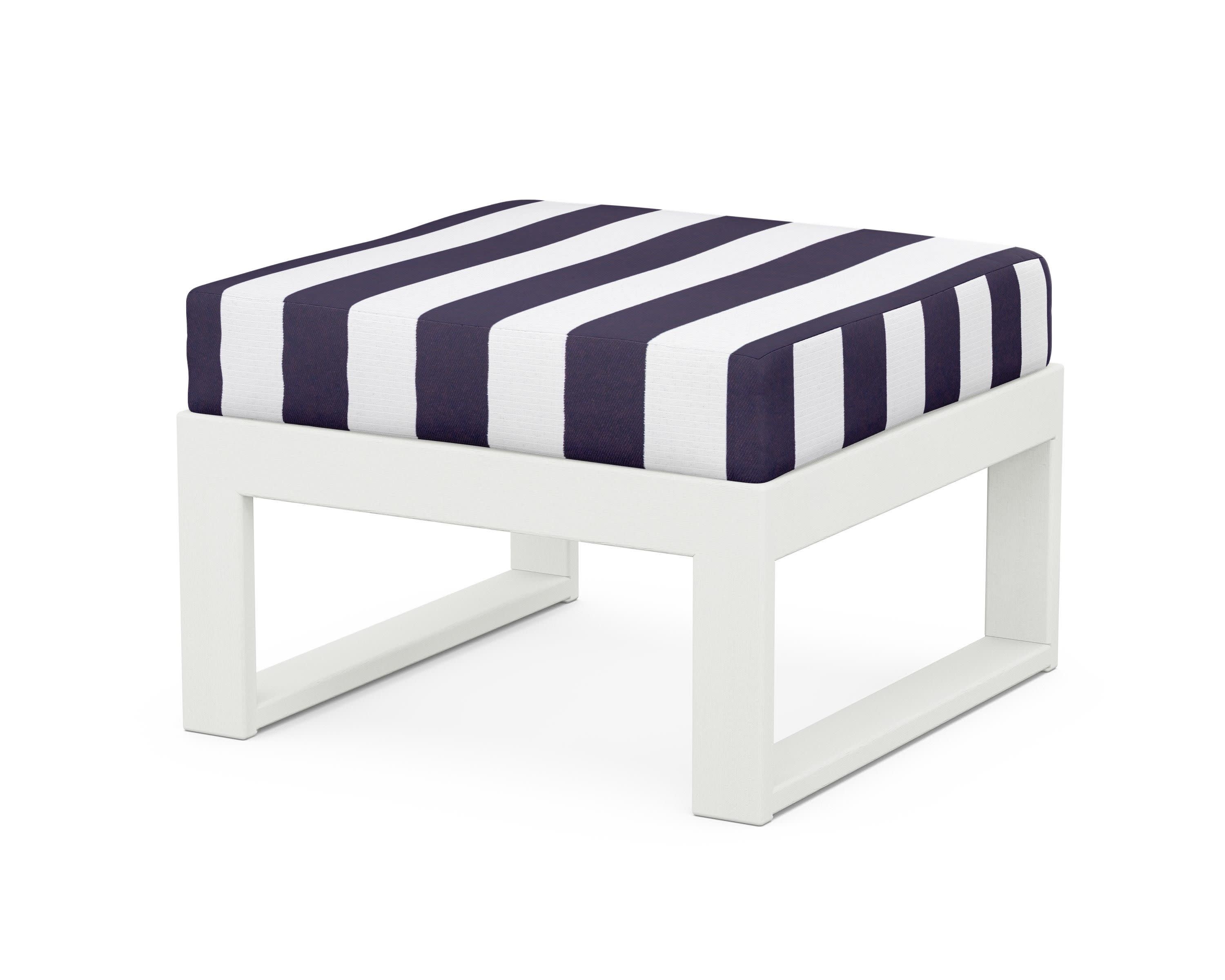 Modular Ottoman - Modern in Vintage White / Cabana Stripe Navy